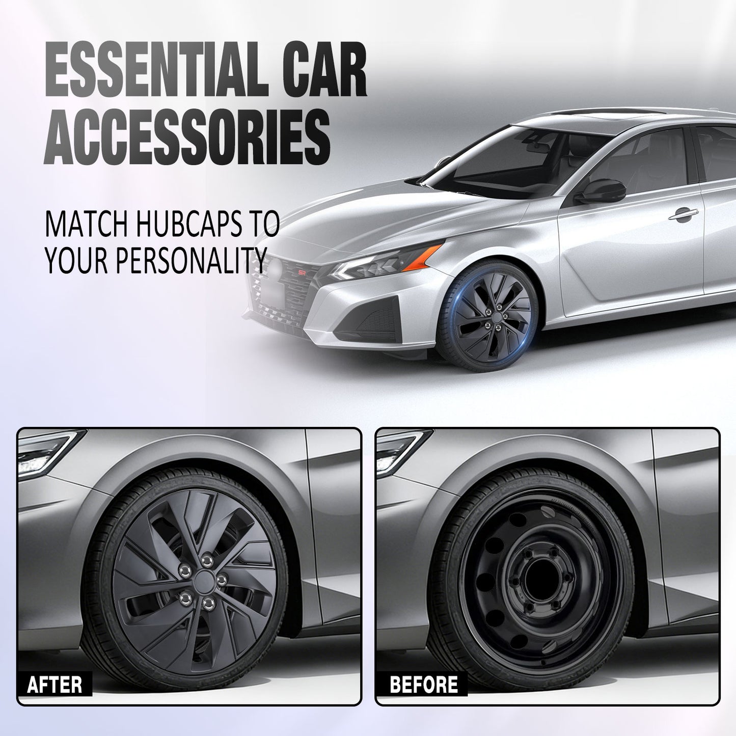 16 Inch Wheel Hubcaps for 2019-2025 Nissan Altima - Matte Black