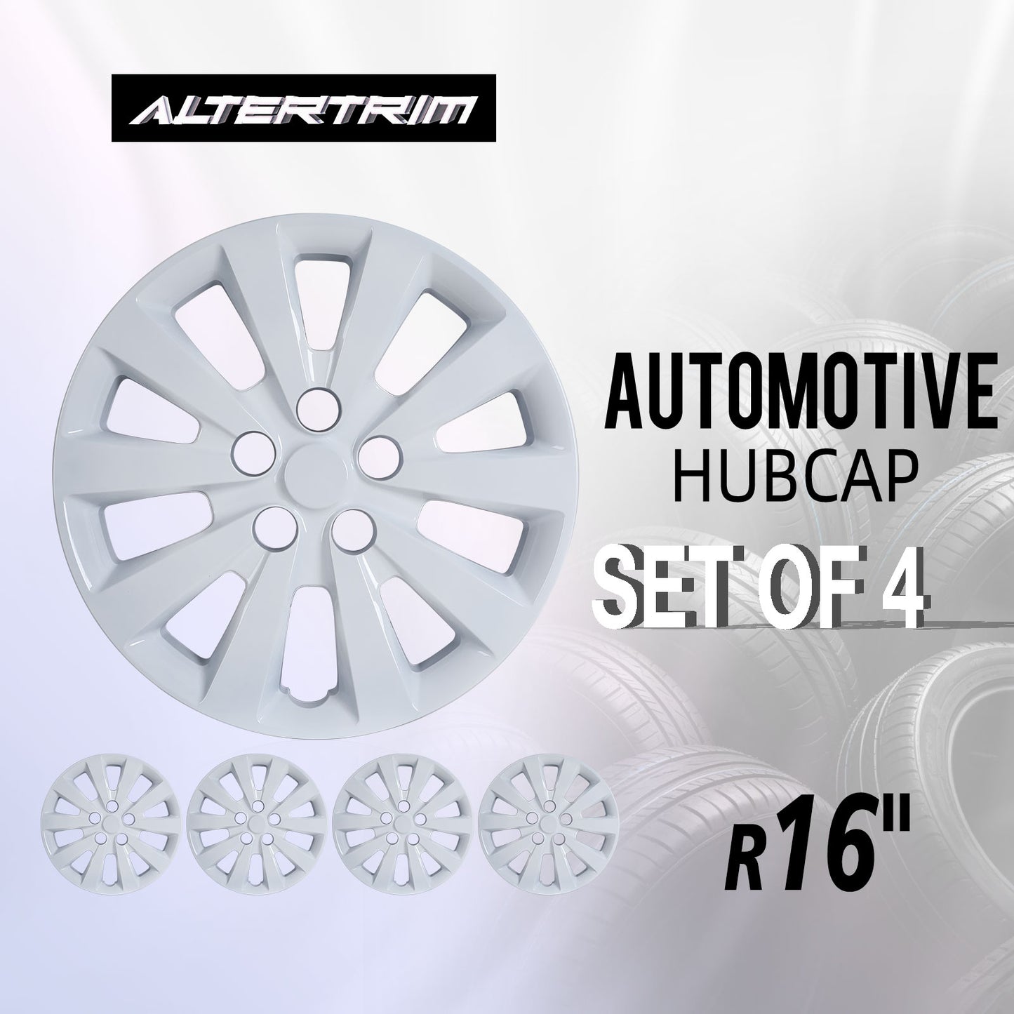16 Inch Wheel Hubcaps for 2011-2017 Nissan Leaf/ 2013-2019 Nissan Sentra - White Lacquer