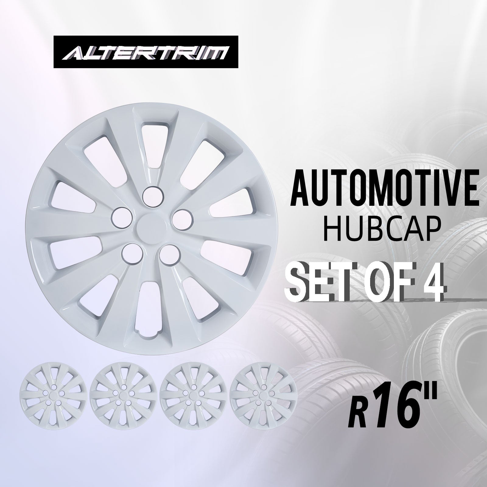 16 Inch Wheel Hubcaps for 2011-2017 Nissan Leaf/ 2013-2019 Nissan Sentra - White Lacquer