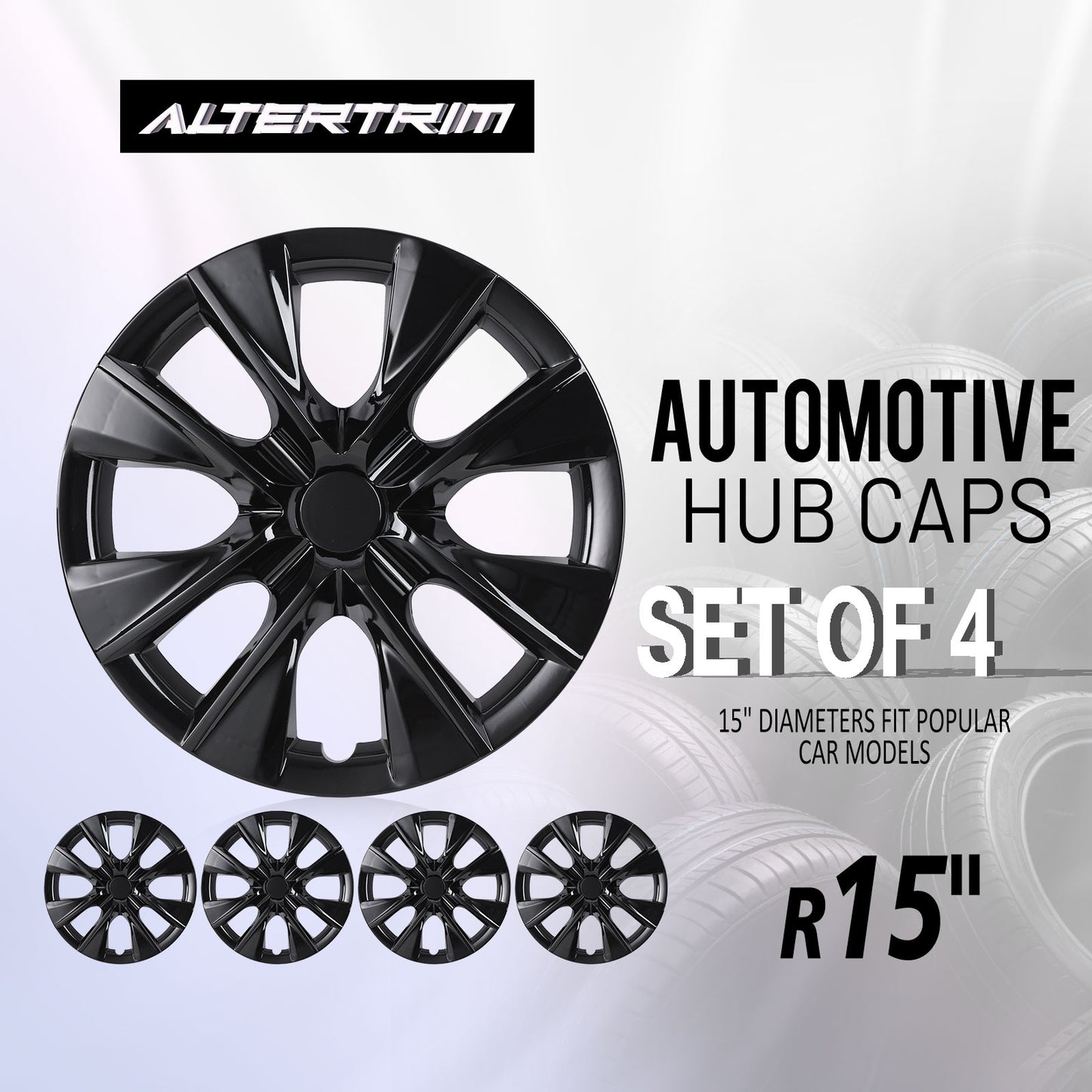 15 Inch Wheel Hubcaps for 2009-2019 TOYOTA Corolla - Black Lacquer