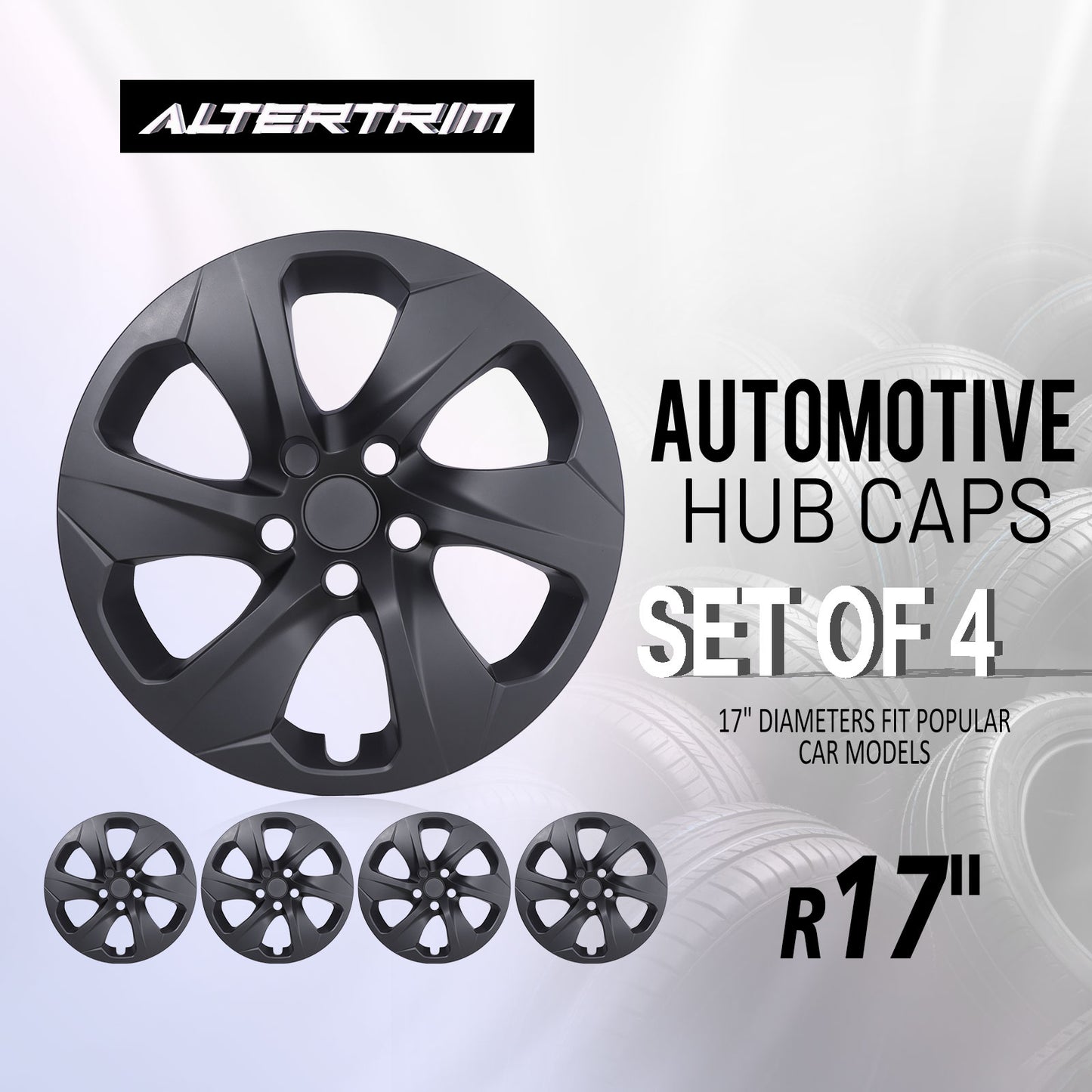 17 Inch Wheel Hubcaps for 2019-2025 Toyota RAV4 - Matte Black