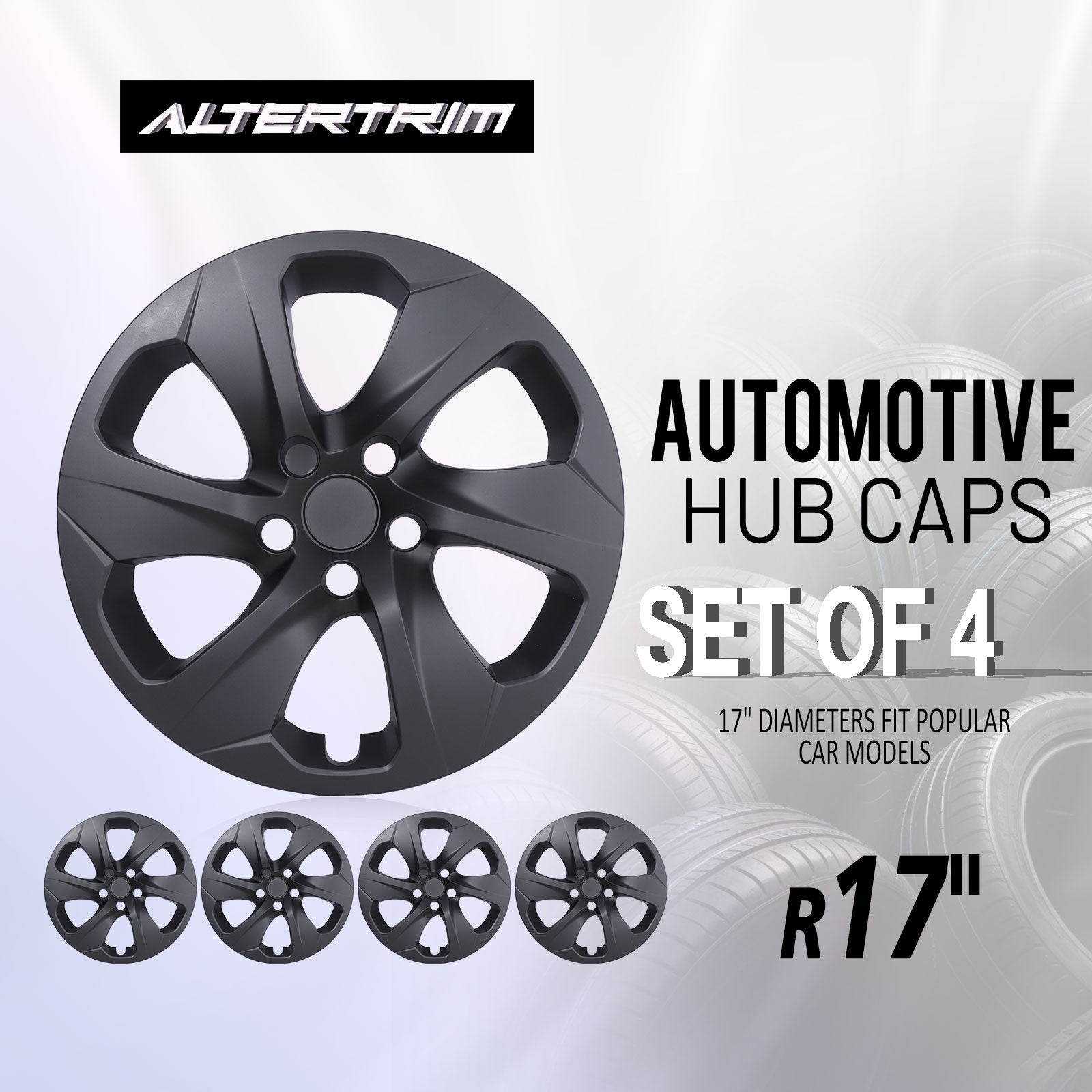 17 Inch Wheel Hubcaps for 2019-2025 Toyota RAV4 - Matte Black