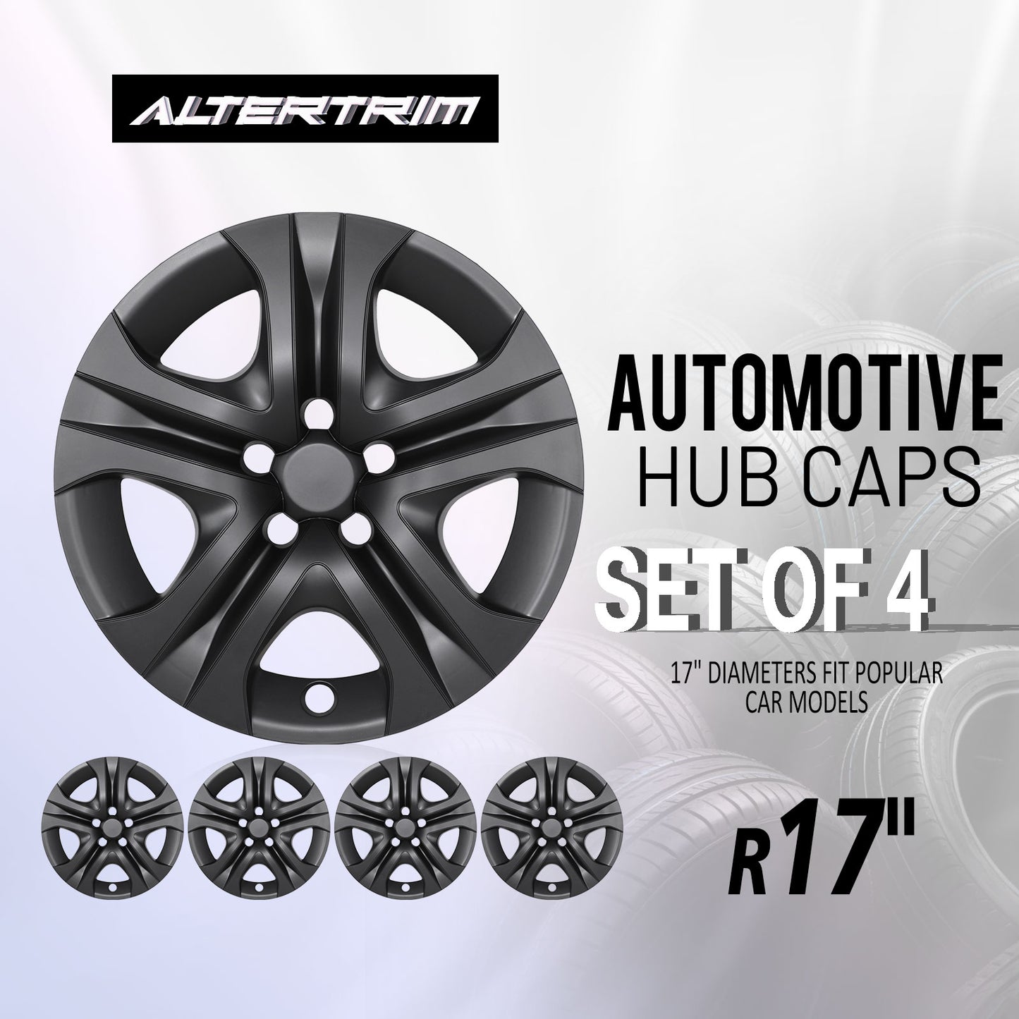 17 Inch Wheel Hubcaps for 2013-2018 TOYOTA RAV4  - Matte Black
