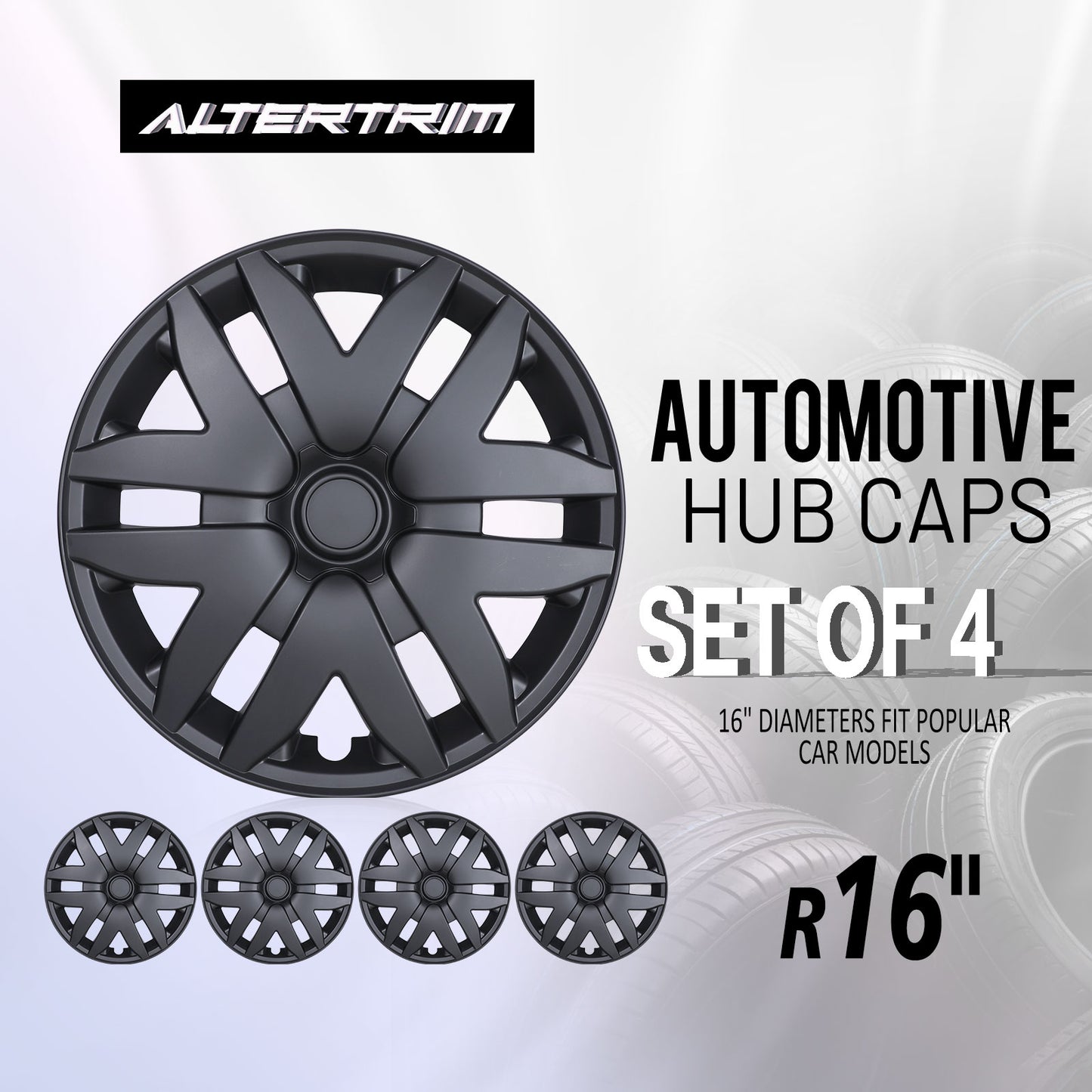16 Inch Wheel Hubcaps for 2004-2010 Toyota Sienna - Matte Black