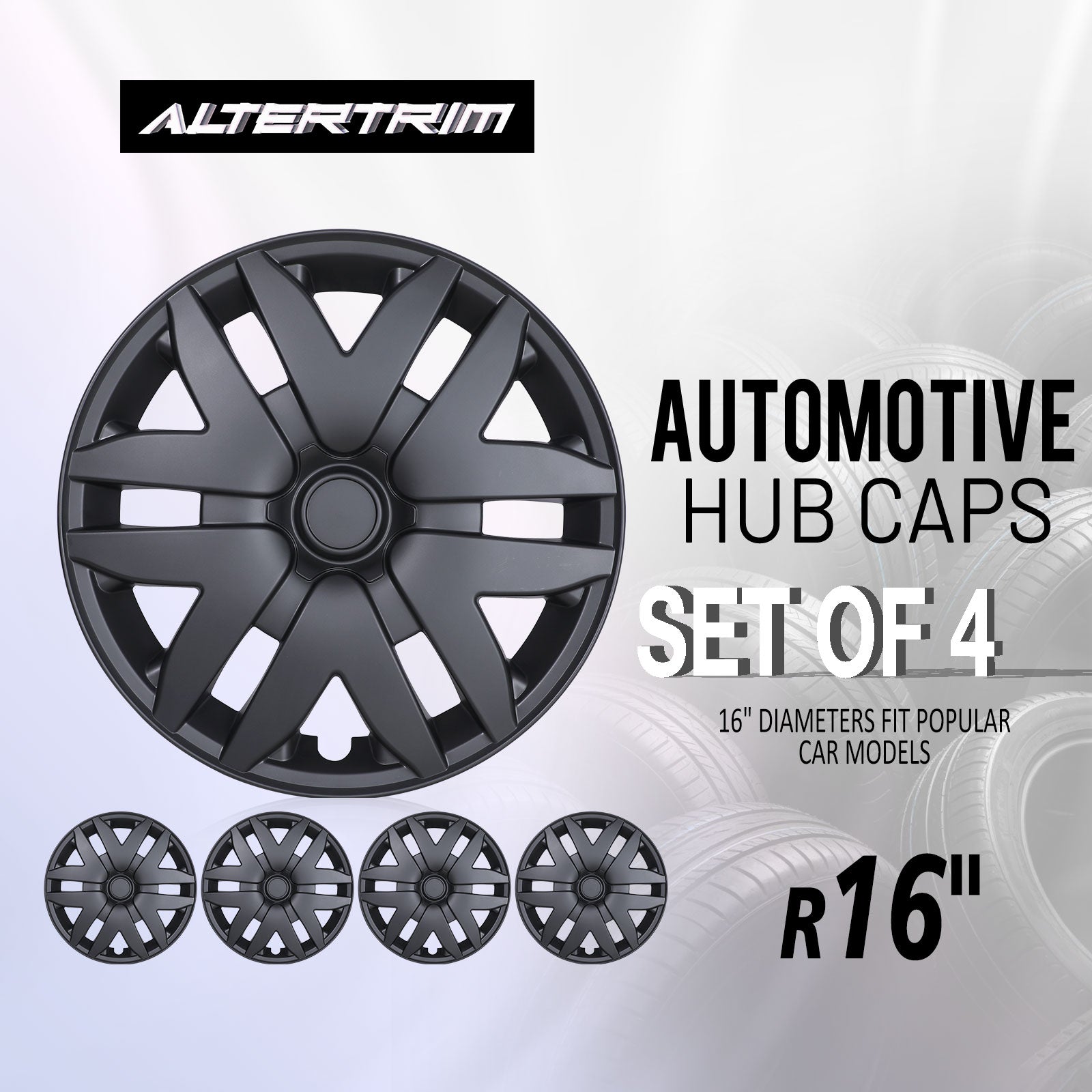 16 Inch Wheel Hubcaps for 2004-2010 Toyota Sienna - Matte Black