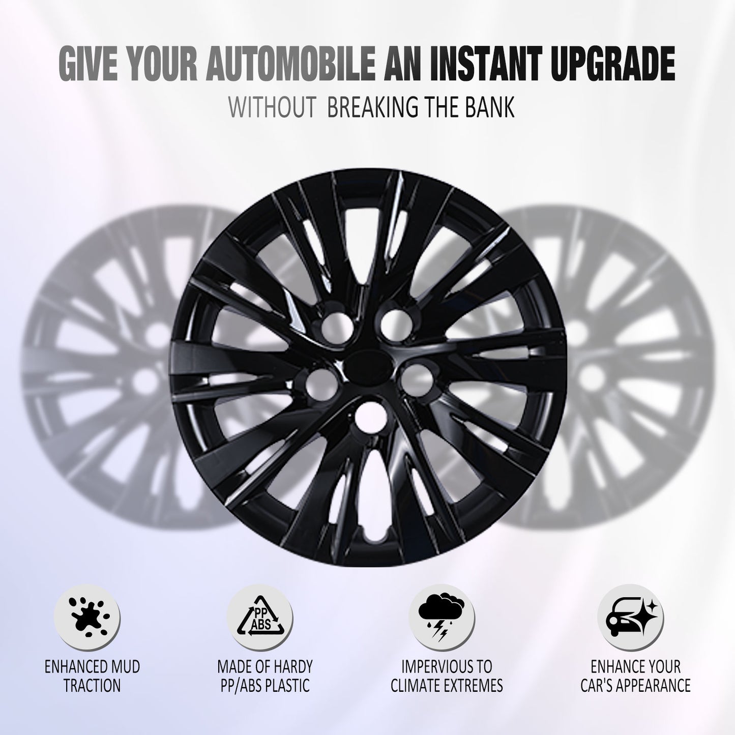 16 Inch Wheel Hubcaps for 2012-2014 TOYOTA Camry - Black Lacquer