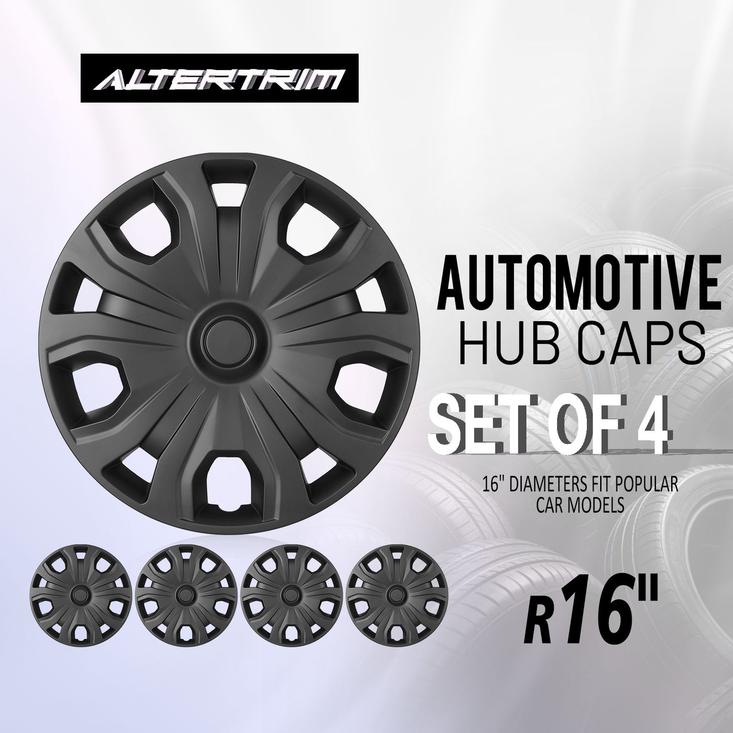 16 Inch Wheel Hubcaps for 2014-2023 Ford Transit Connect - Matte Black