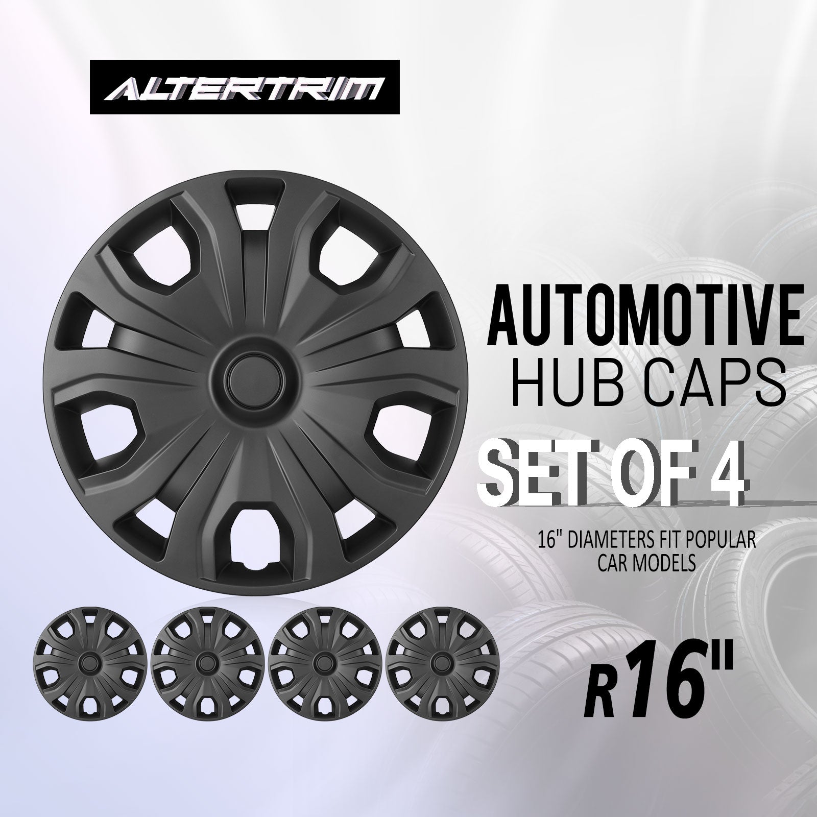 16 Inch Wheel Hubcaps for 2014-2023 Ford Transit Connect - Matte Black