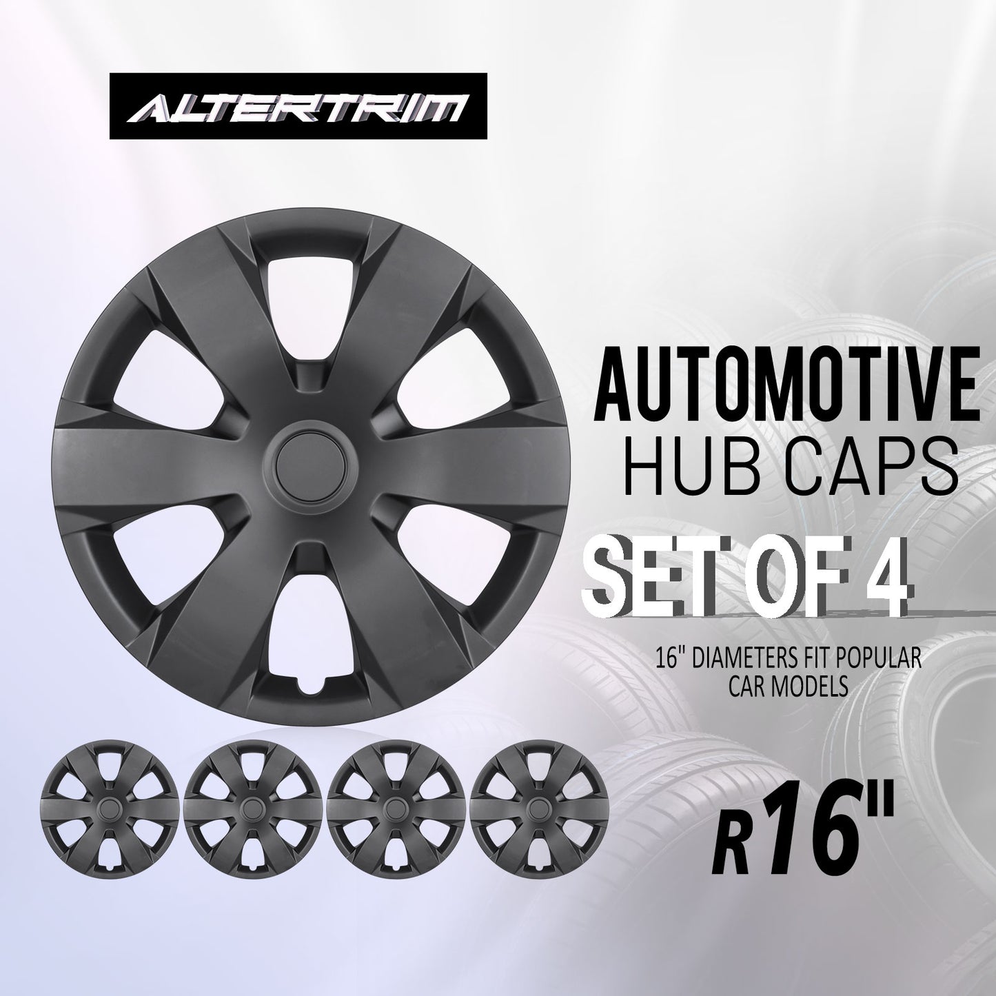 16 Inch Wheel Hubcaps for 2007-2011 TOYOTA Camry - Matte Black