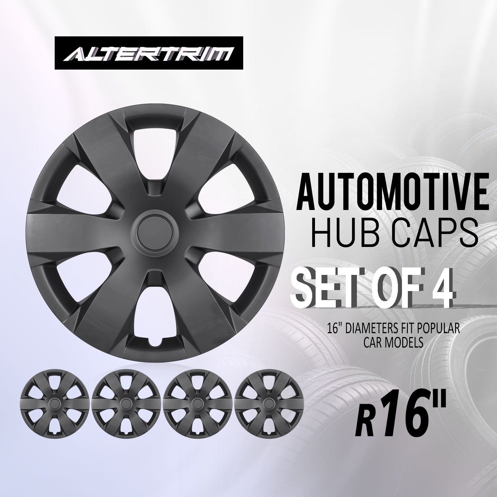 16 Inch Wheel Hubcaps for 2007-2011 TOYOTA Camry - Matte Black