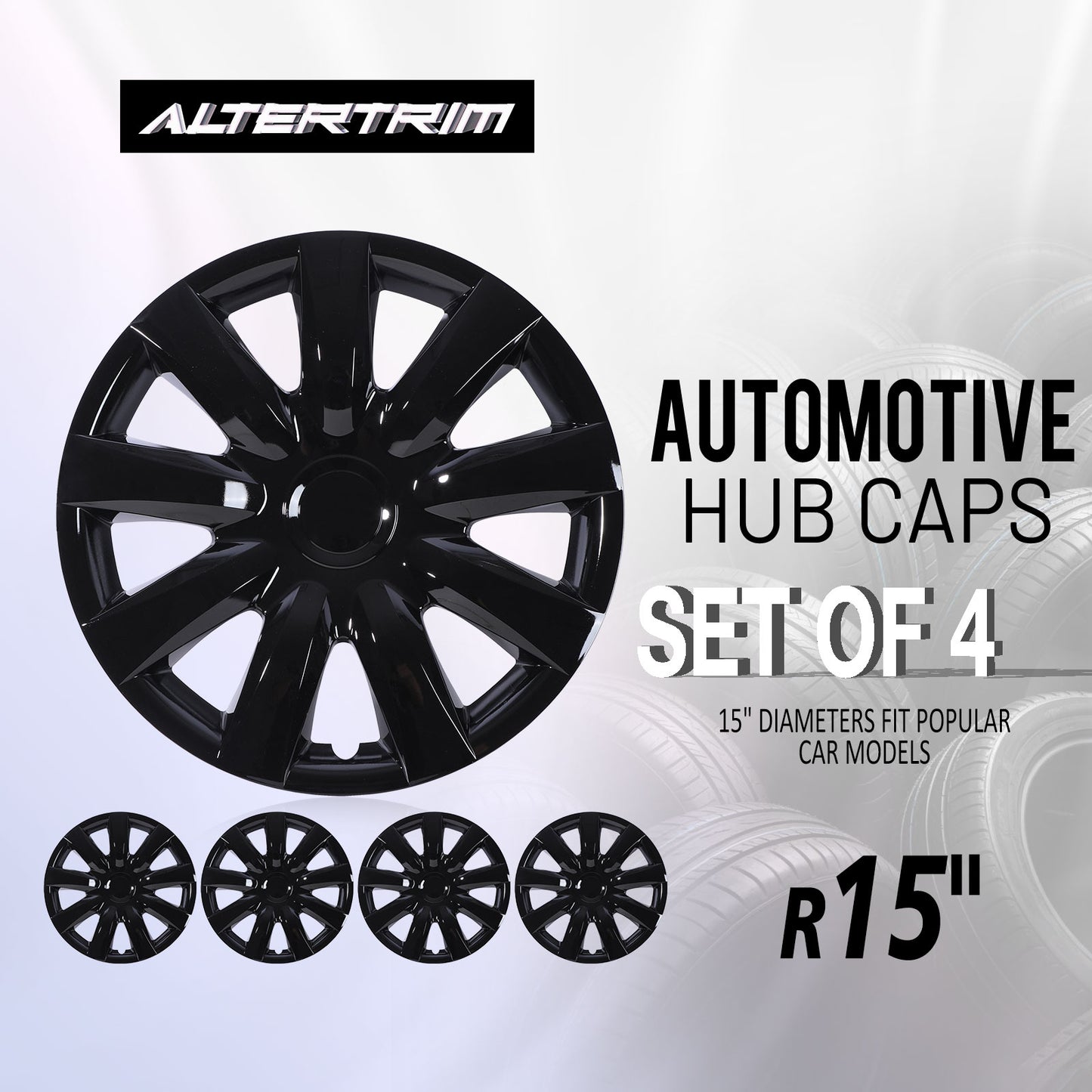15 Inch Wheel Hubcaps for 2002-2006 Toyota Camry - Black Lacquer