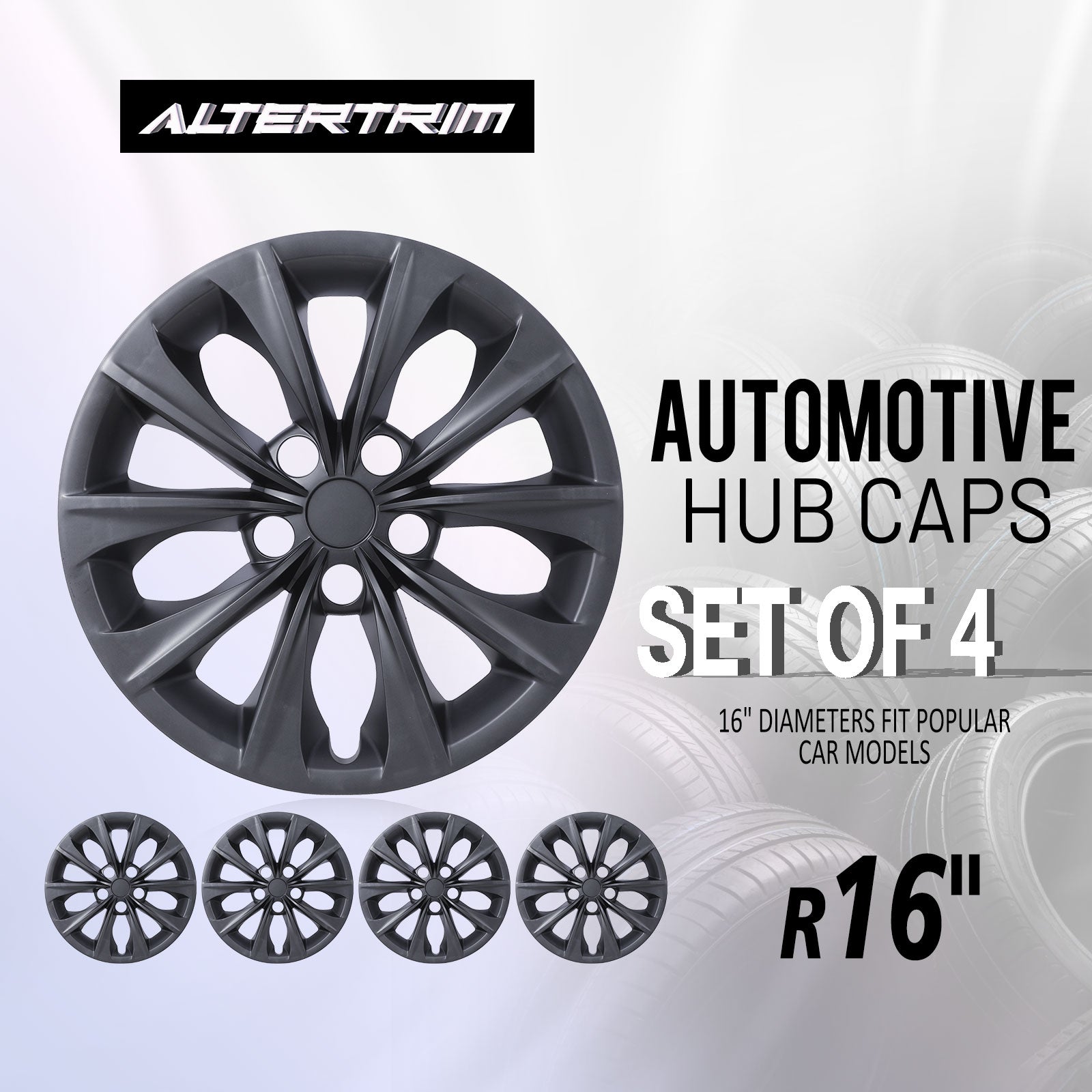 16 Inch Wheel Hubcaps for 2015-2017 TOYOTA Camry - Matte Black