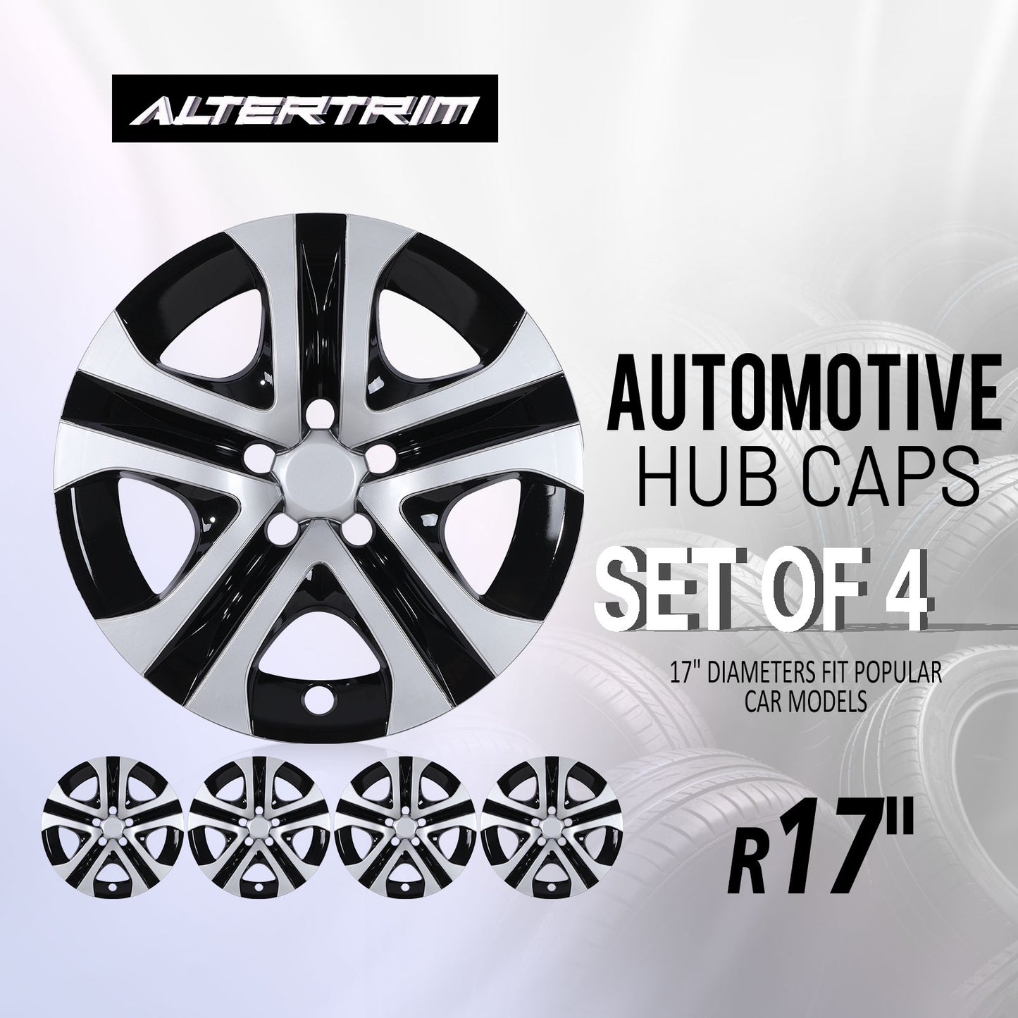 17 Inch Wheel Hubcaps for 2013-2018 TOYOTA RAV4  - Silver Lacquer & Black Lacquer
