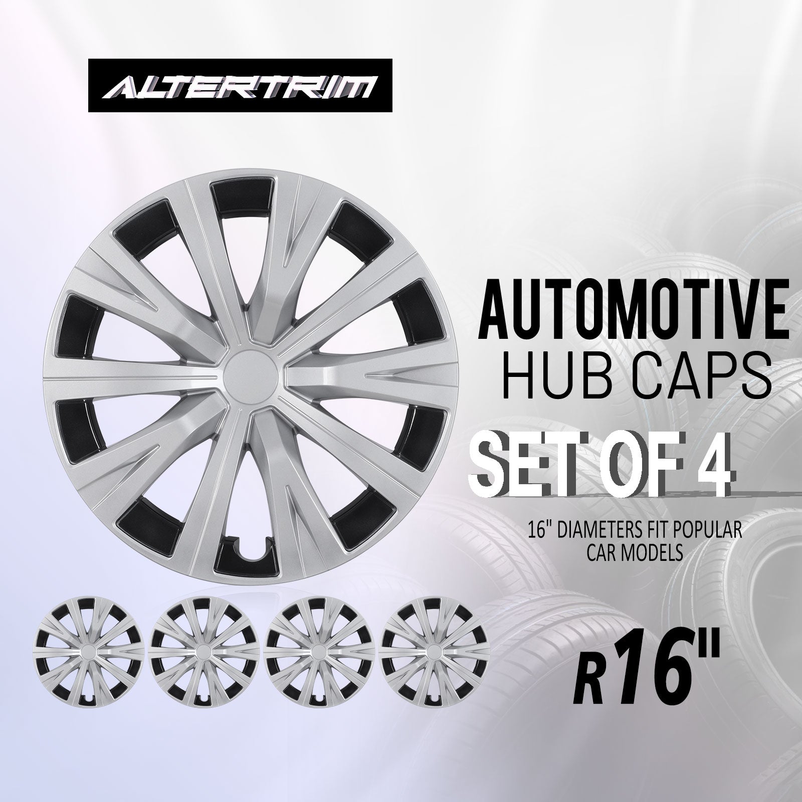 16 Inch Wheel Hubcaps for 2015-2024 TOYOTA Camry - Silver Lacquer & Black Lacquer