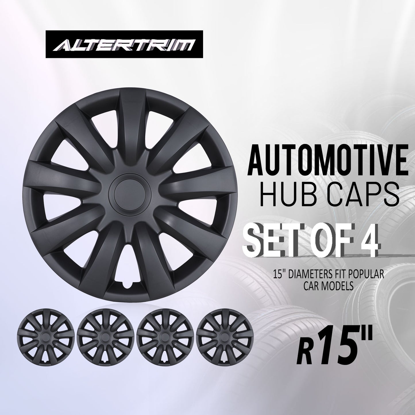 15 Inch Wheel Hubcaps for 2002-2006 Toyota Camry - Matte Black