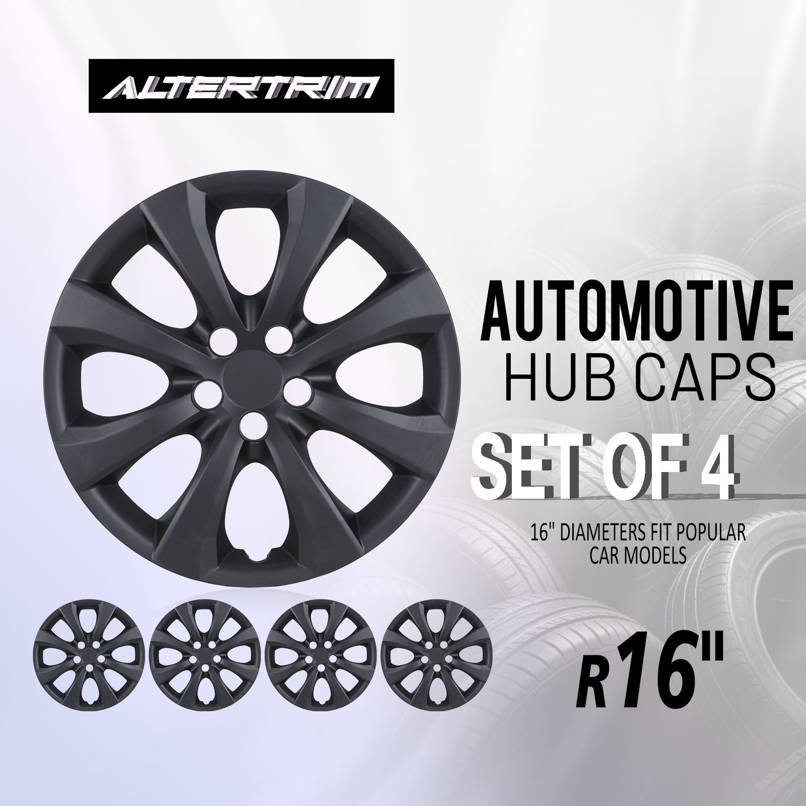 16 Inch Wheel Hubcaps for 2014-2026 TOYOTA Corolla and 2009-2014 TOYOTA Matrix  - Matte Black