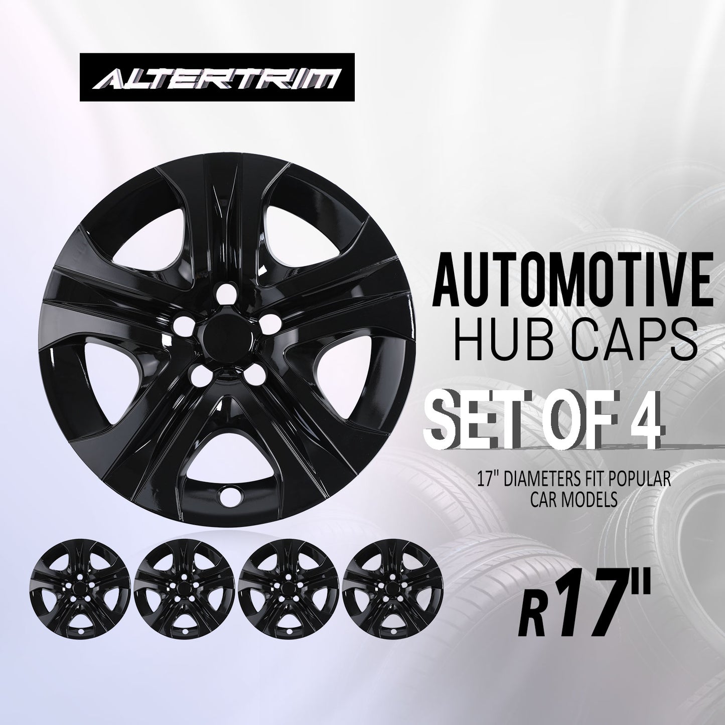 17 Inch Wheel Hubcaps for 2013-2018 TOYOTA RAV4  - Black Lacquer