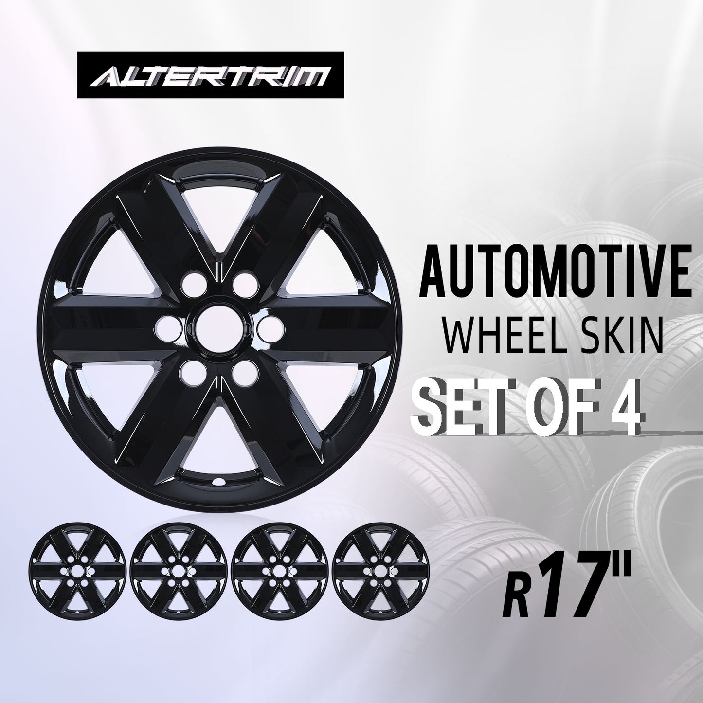 17 Inch Wheel Skins for 2021-2025 Ford F-150 - Black Lacquer