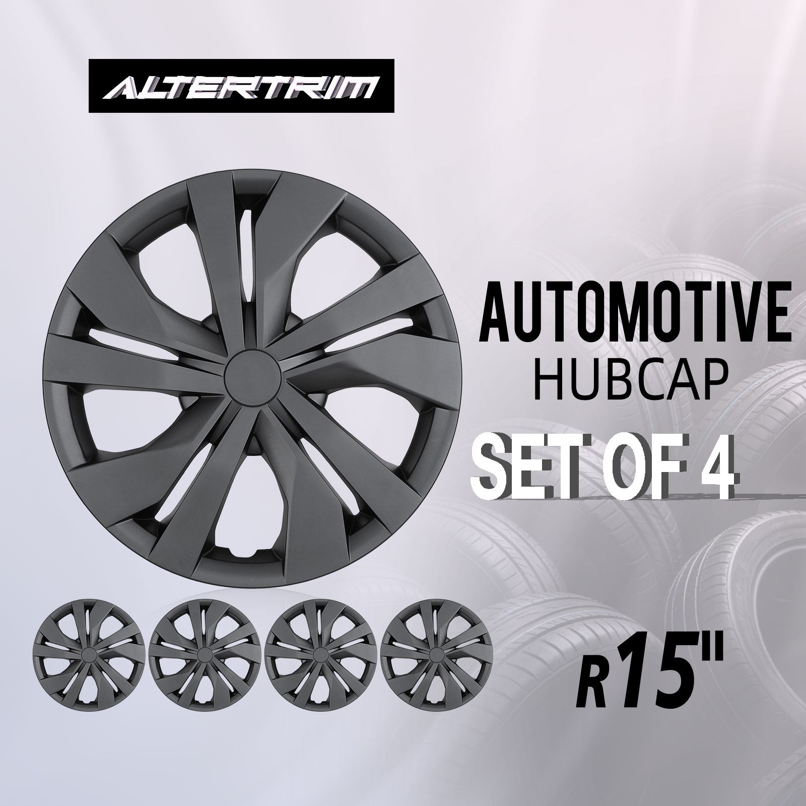 15 Inch Wheel Hubcaps for 2007-2026 Nissan Versa - Matte Black