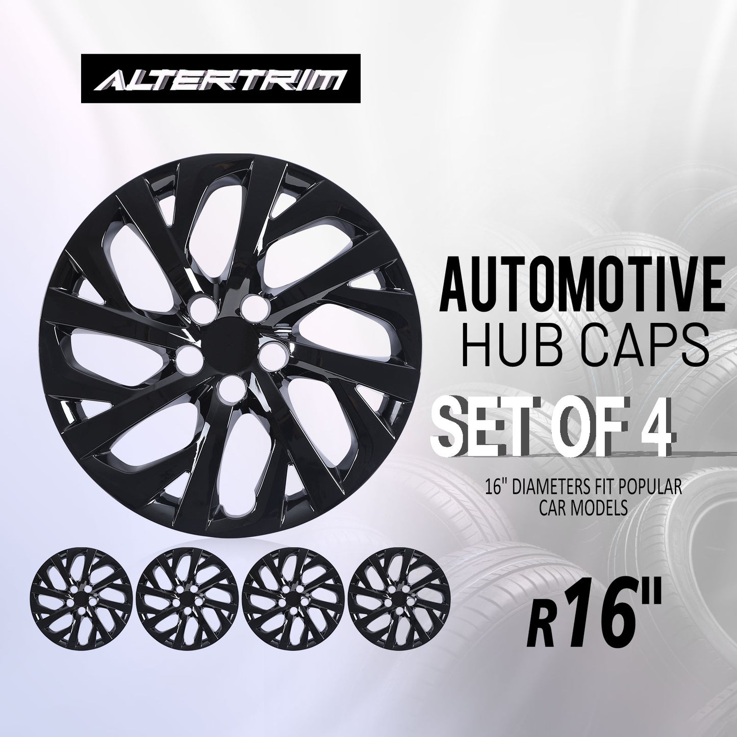 16 Inch Wheel Hubcaps for 2009-2026 TOYOTA Corolla and 2009-2014 TOYOTA Matrix  - Black Lacquer