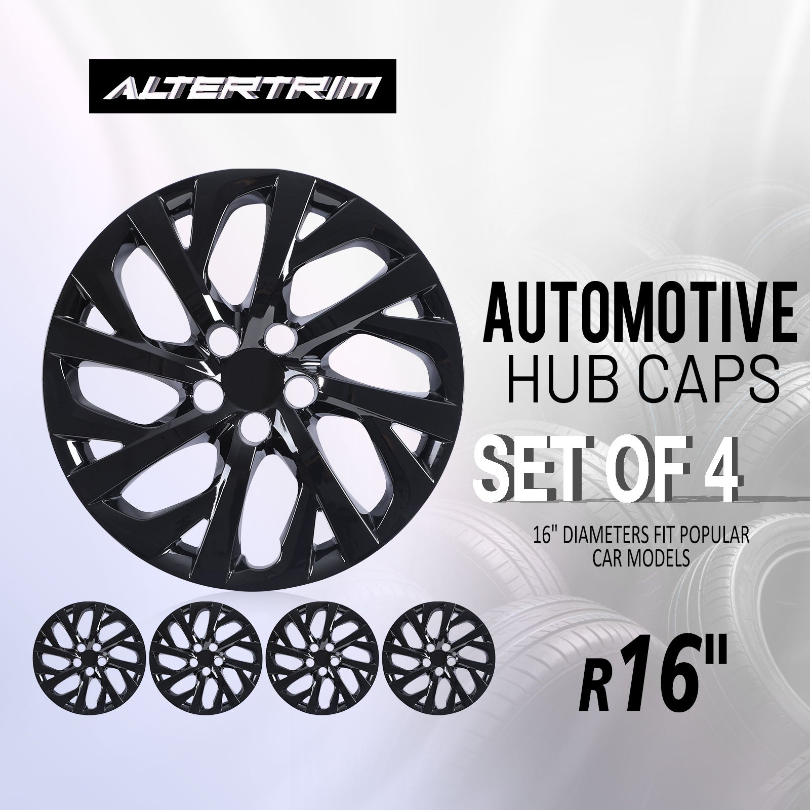 16 Inch Wheel Hubcaps for 2009-2026 TOYOTA Corolla and 2009-2014 TOYOTA Matrix  - Black Lacquer