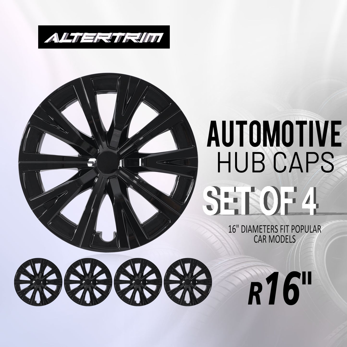 16 Inch Wheel Hubcaps for 2015-2024 TOYOTA Camry - Black Lacquer