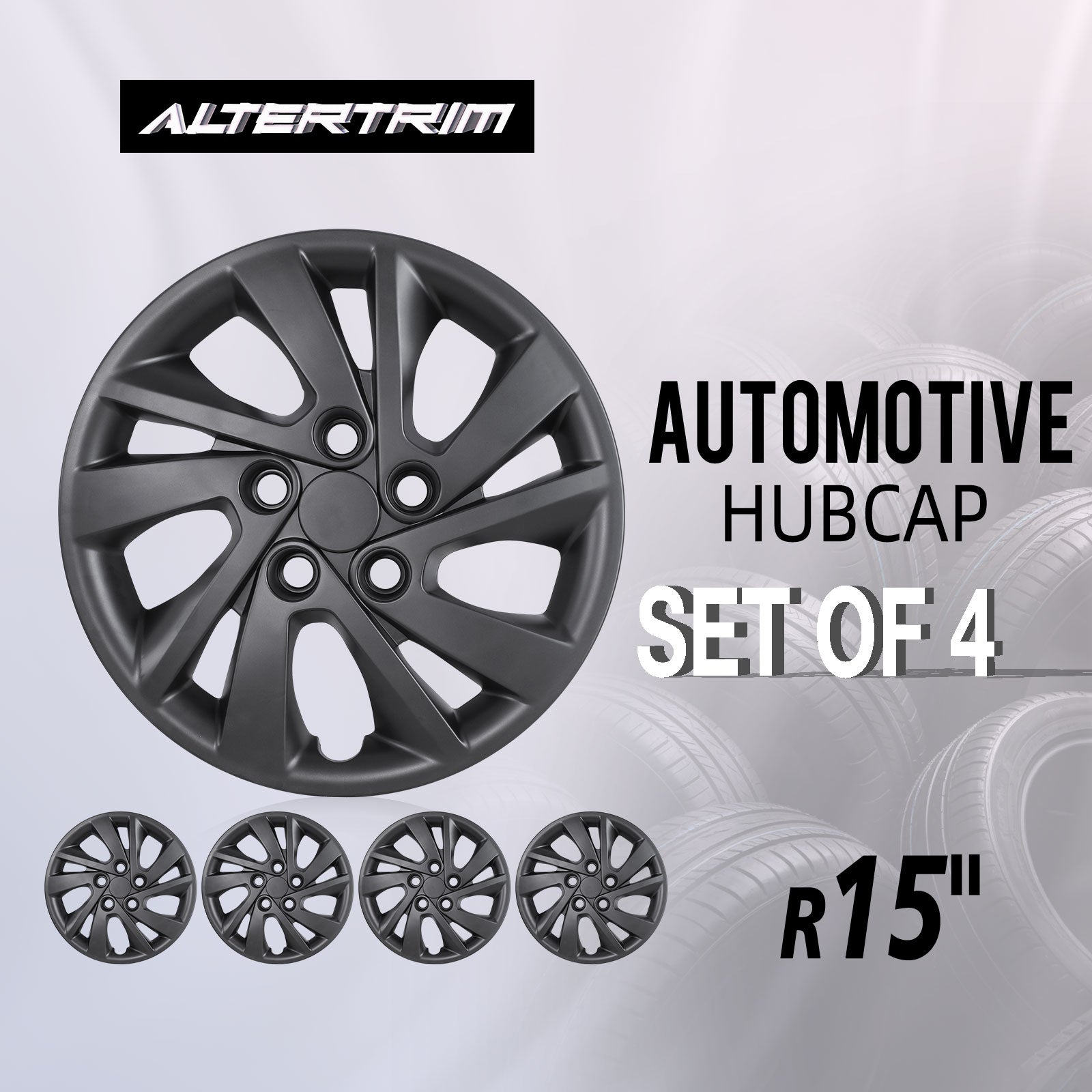 15 Inch Wheel Hubcaps for 2017-2020 Hyundai Elantra Sedan - Matte Black