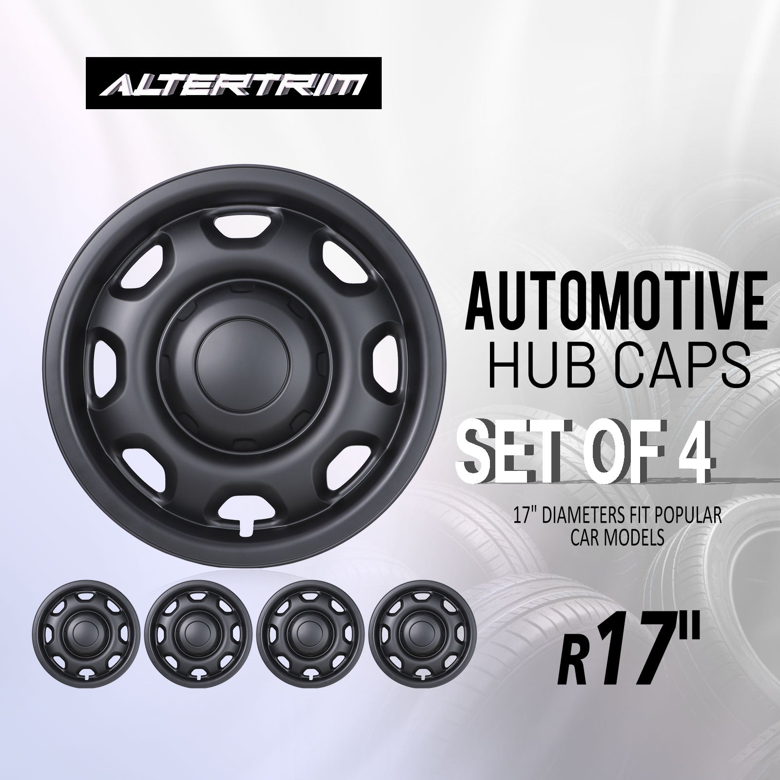 17 Inch Wheel Hubcaps for 2010-2026 Ford F-150 XL - Matte Black