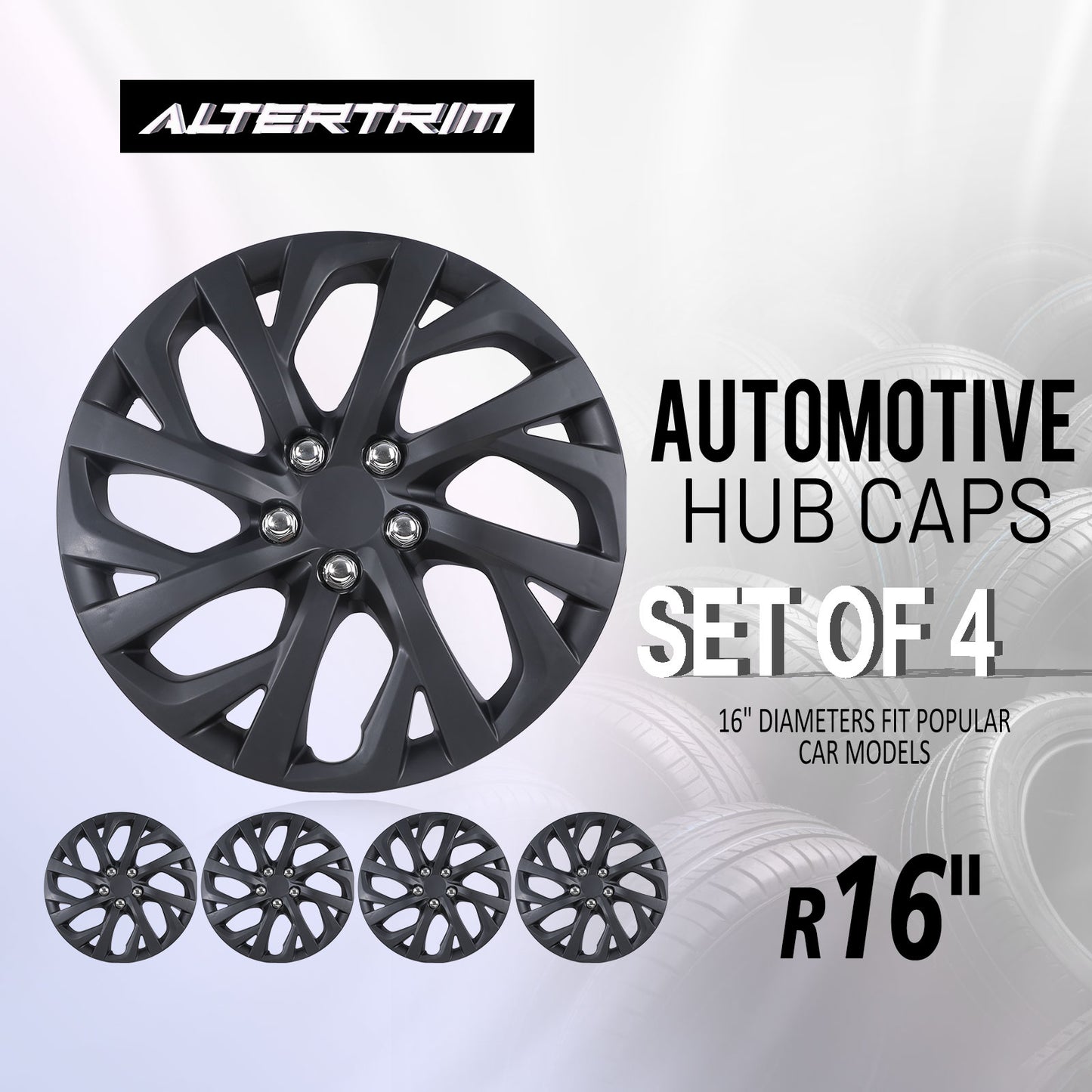 16 Inch Wheel Hubcaps for 2009-2026 TOYOTA Corolla and 2009-2014 TOYOTA Matrix w/decorative screws - Matte Black