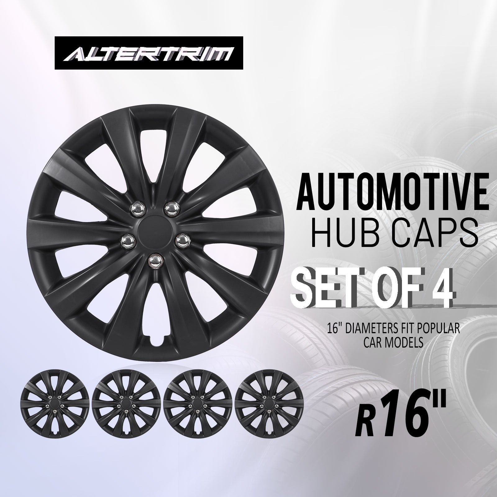 16 Inch Wheel Hubcaps for 2009-2026 TOYOTA Corolla and 2009-2014 TOYOTA Matrix w/decorative screws - Matte Black