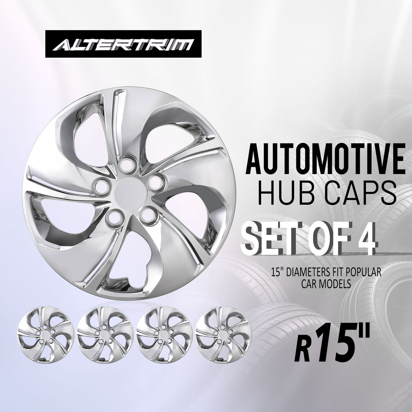 15 Inch Wheel Hubcaps for 2013-2015 Honda Civic Sedan/ 2013 Honda Civic Coupe - Chrome