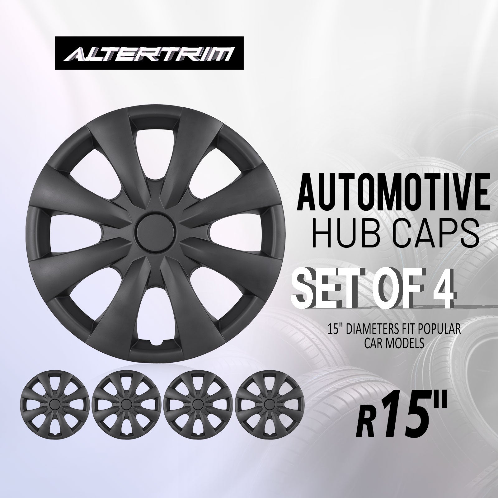 15 Inch Wheel Hubcaps for 2009-2019 TOYOTA Corolla - Matte Black