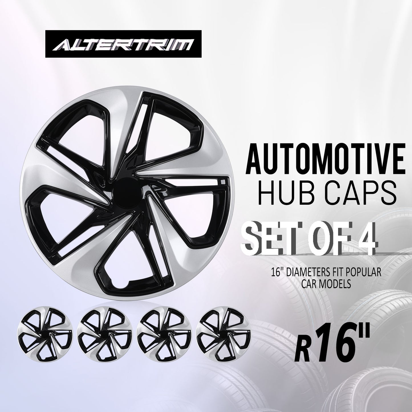 16 Inch Wheel Hubcaps for 2016-2026 Honda Civic Sedan - Silver Lacquer & Black Lacquer