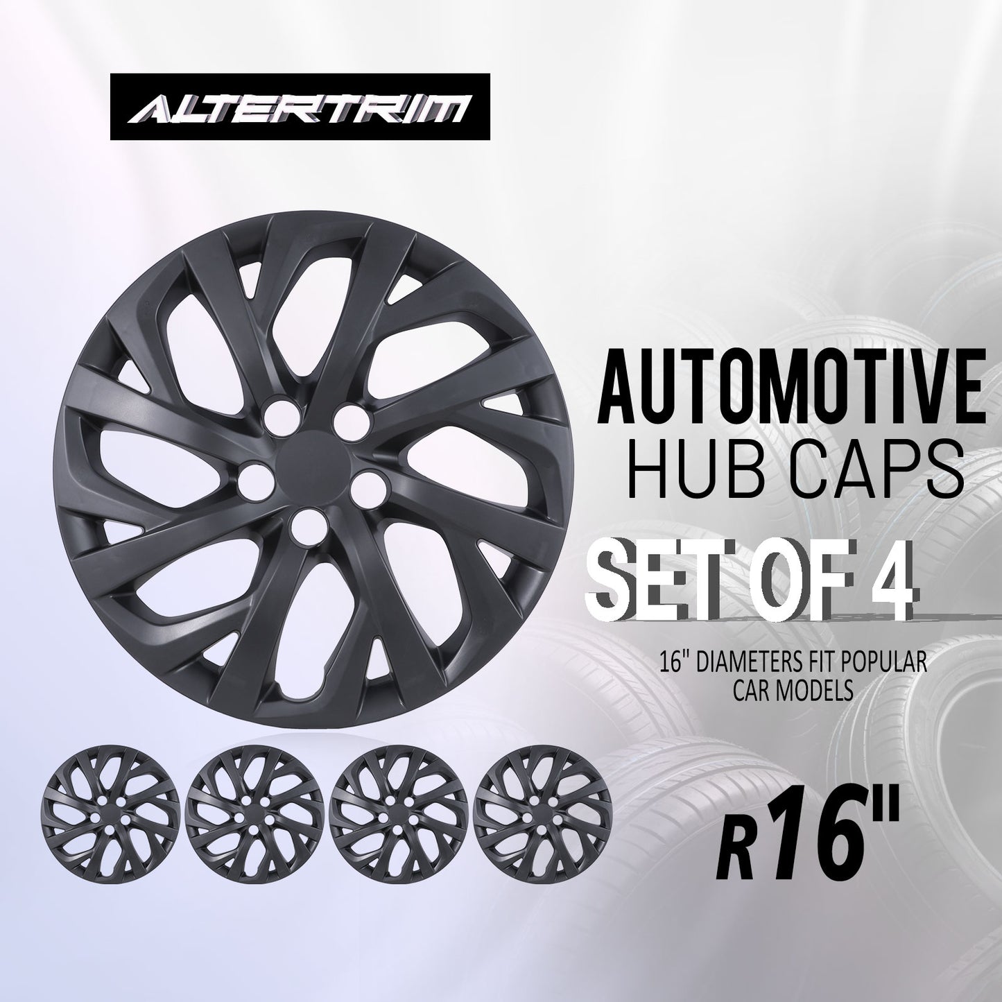 16 Inch Wheel Hubcaps for 2009-2026 TOYOTA Corolla and 2009-2014 TOYOTA Matrix  - Matte Black