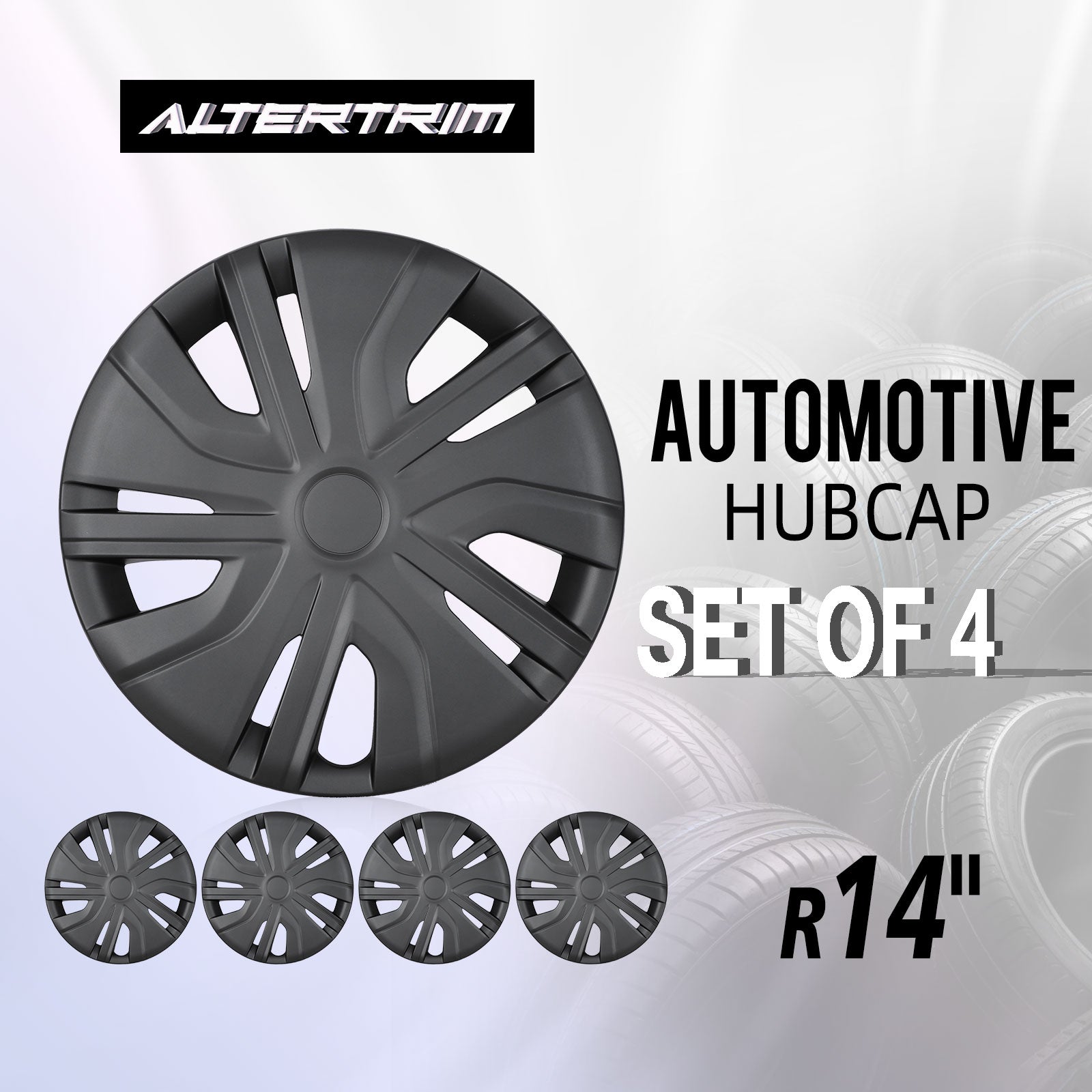 14 Inch Wheel Hubcaps for 2014-2026 Mitsubishi Mirage - Matte Black