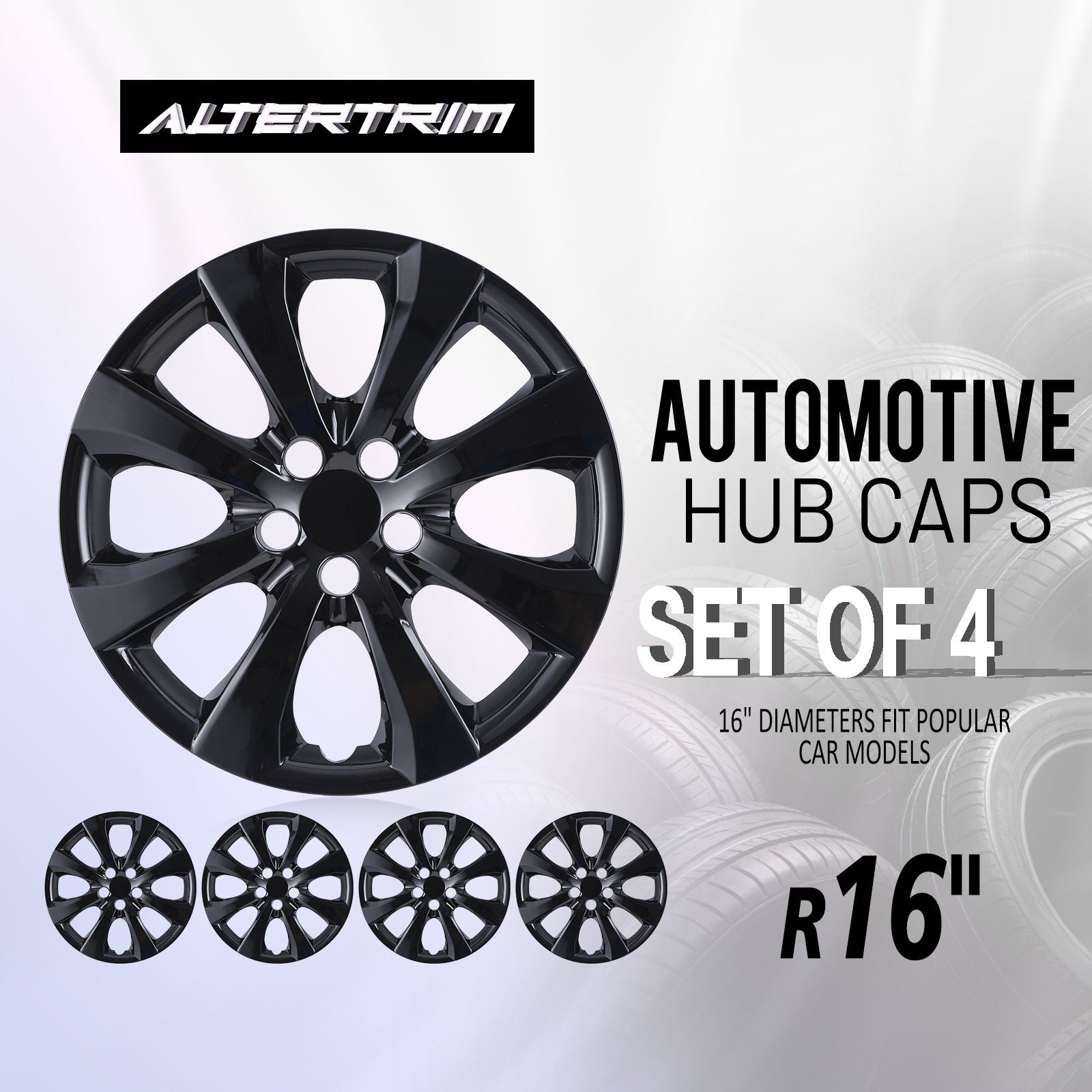 16 Inch Wheel Hubcaps for 2014-2026 TOYOTA Corolla and 2009-2014 TOYOTA Matrix  - Black Lacquer