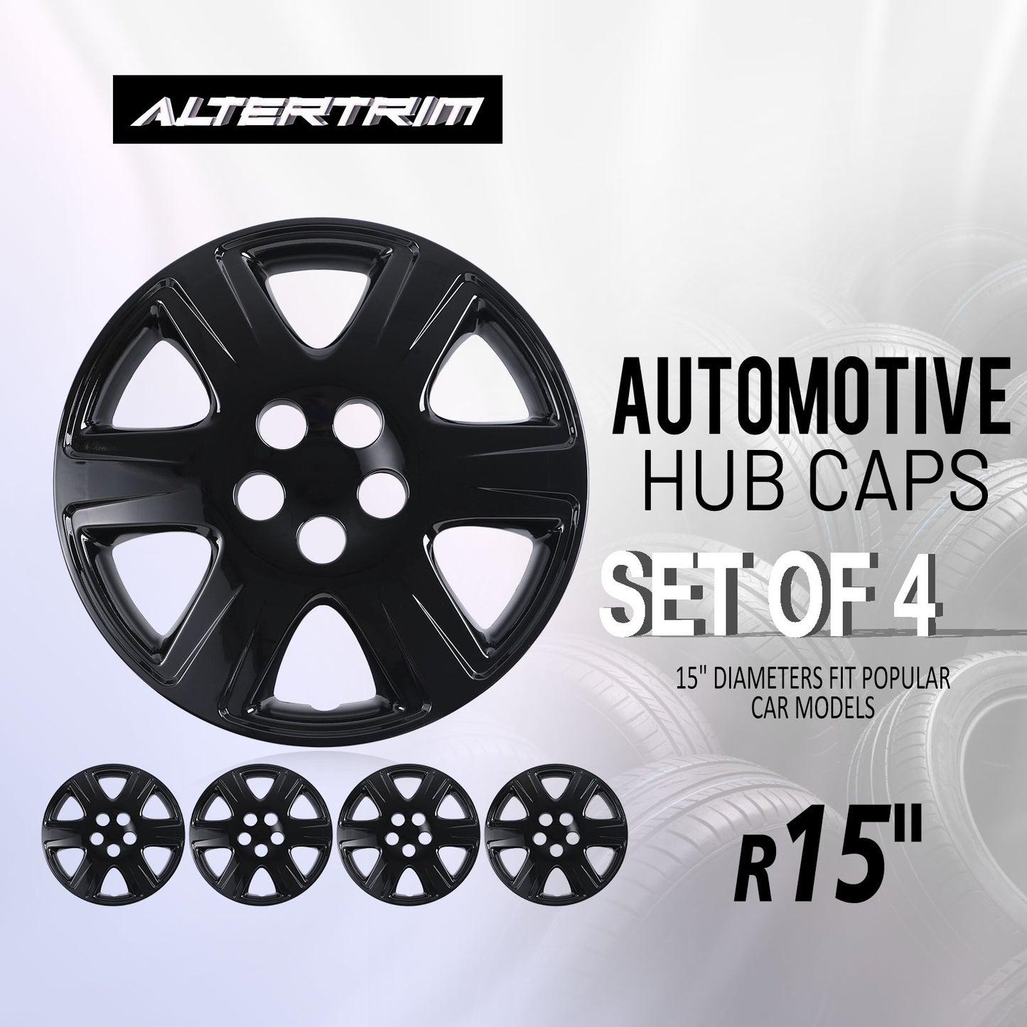 15 Inch Wheel Hubcaps for 2005-2008 TOYOTA Corolla  - Black Lacquer