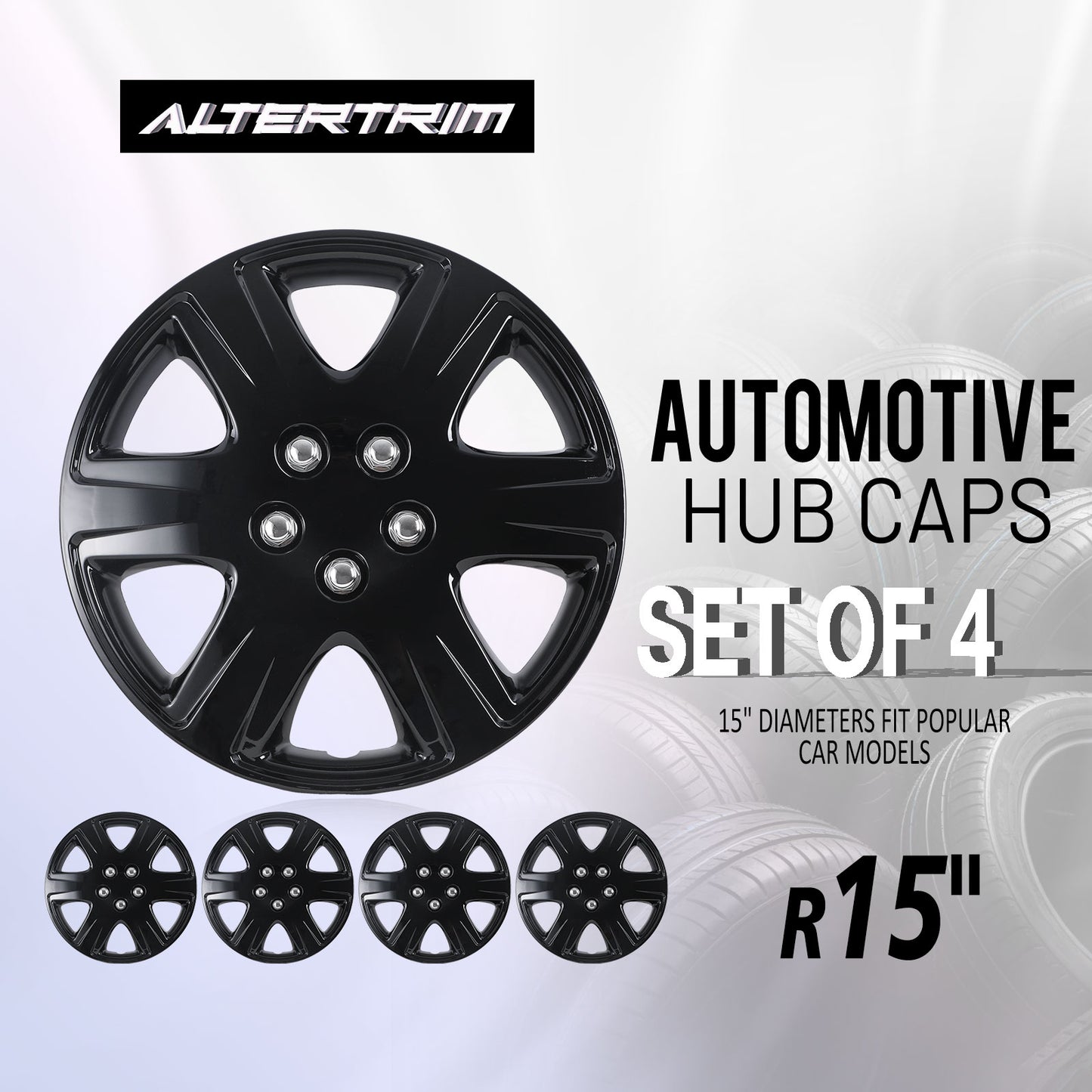 15 Inch Wheel Hubcaps for 2005-2008 TOYOTA Corolla w/decorative screws  - Black Lacquer