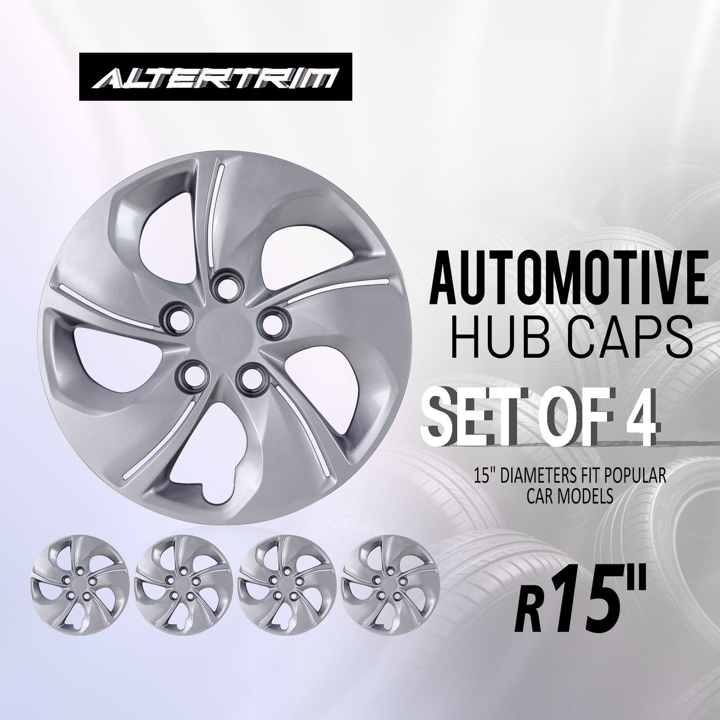 15 Inch Wheel Hubcaps for 2013-2015 Honda Civic Sedan/ 2013 Honda Civic Coupe - Lacquer