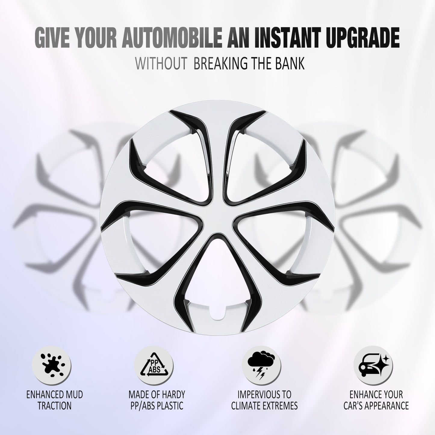 15 Inch Wheel Hubcaps for 2010-2015 TOYOTA Prius - Black Lacquer & White Lacquer