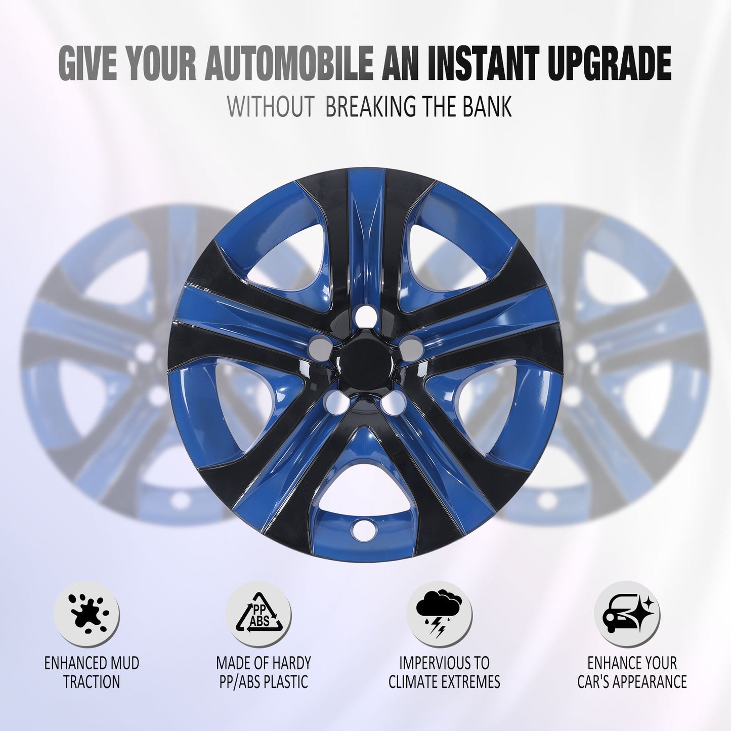 17 Inch Wheel Hubcaps for 2013-2018 TOYOTA RAV4  - Black Lacquer& Blue Lacquer