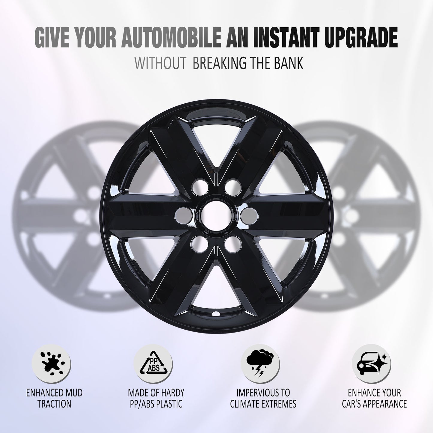 17 Inch Wheel Skins for 2021-2025 Ford F-150 - Black Lacquer