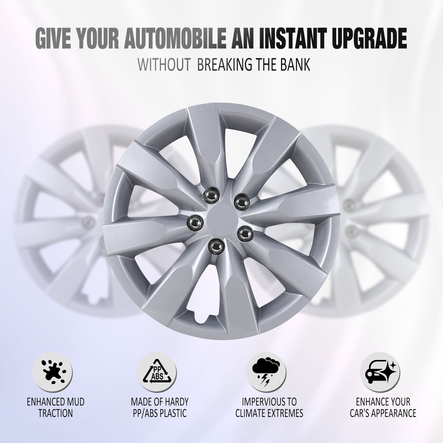 16 Inch Wheel Hubcaps for 2009-2019 TOYOTA Corolla and 2009-2014 TOYOTA Matrix w/decorative screws - Lacquer