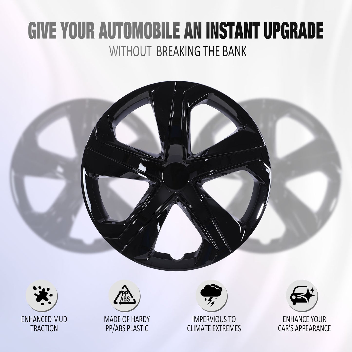 16 Inch Wheel Hubcaps for 2016-2026 Honda Civic Sedan - Black Lacquer