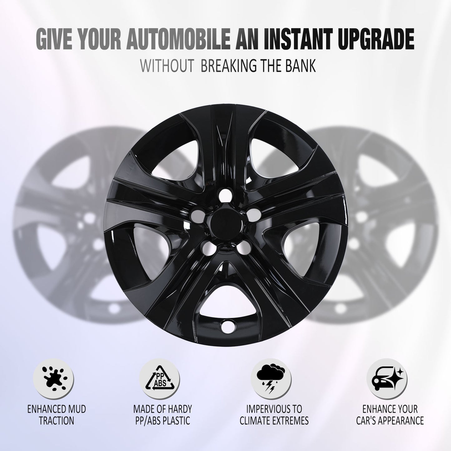 17 Inch Wheel Hubcaps for 2013-2018 TOYOTA RAV4  - Black Lacquer