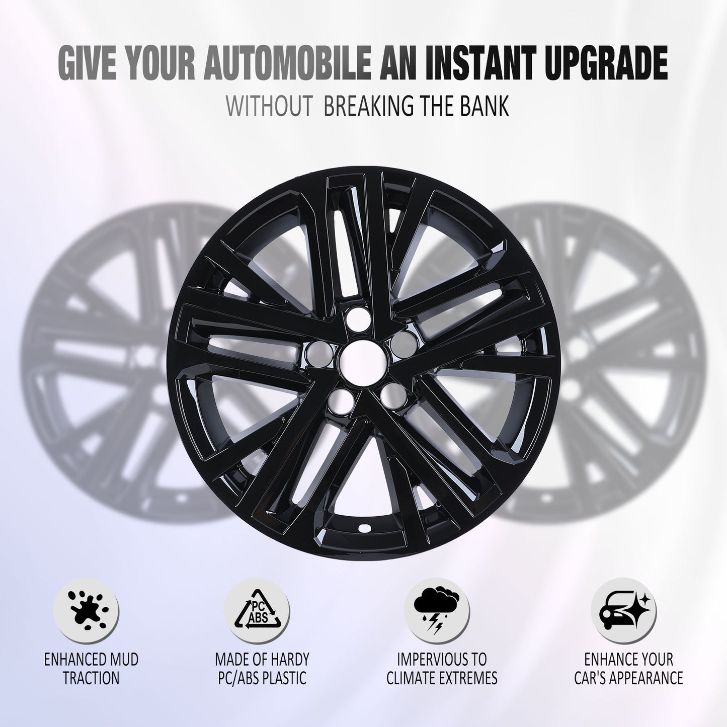 18 Inch Wheel Skins for 2025-2026 Toyota Camry Hybrid SE/XLE model - Black Lacquer