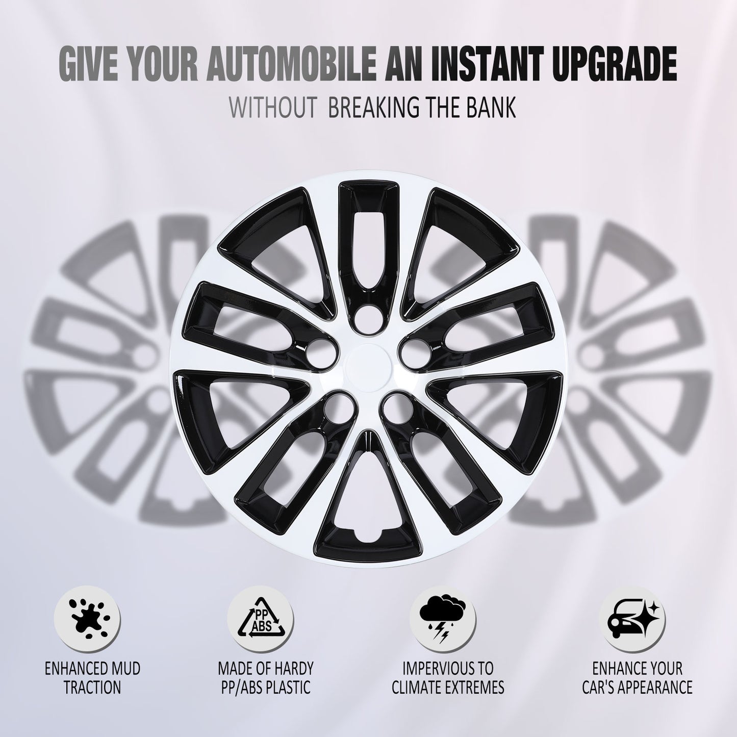 16 Inch Wheel Hubcaps for 2013-2018 Nissan Altima Sedan - Black Lacquer & White Lacquer（副本）