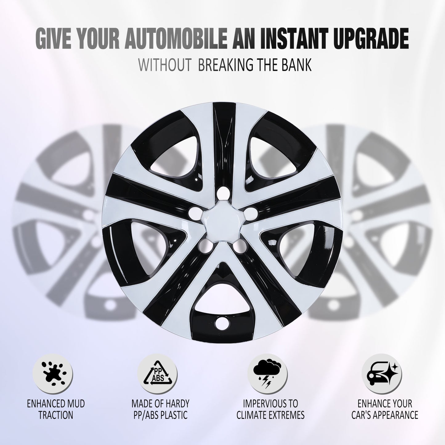 17 Inch Wheel Hubcaps for 2013-2018 TOYOTA RAV4  - White Lacquer& Black Lacquer
