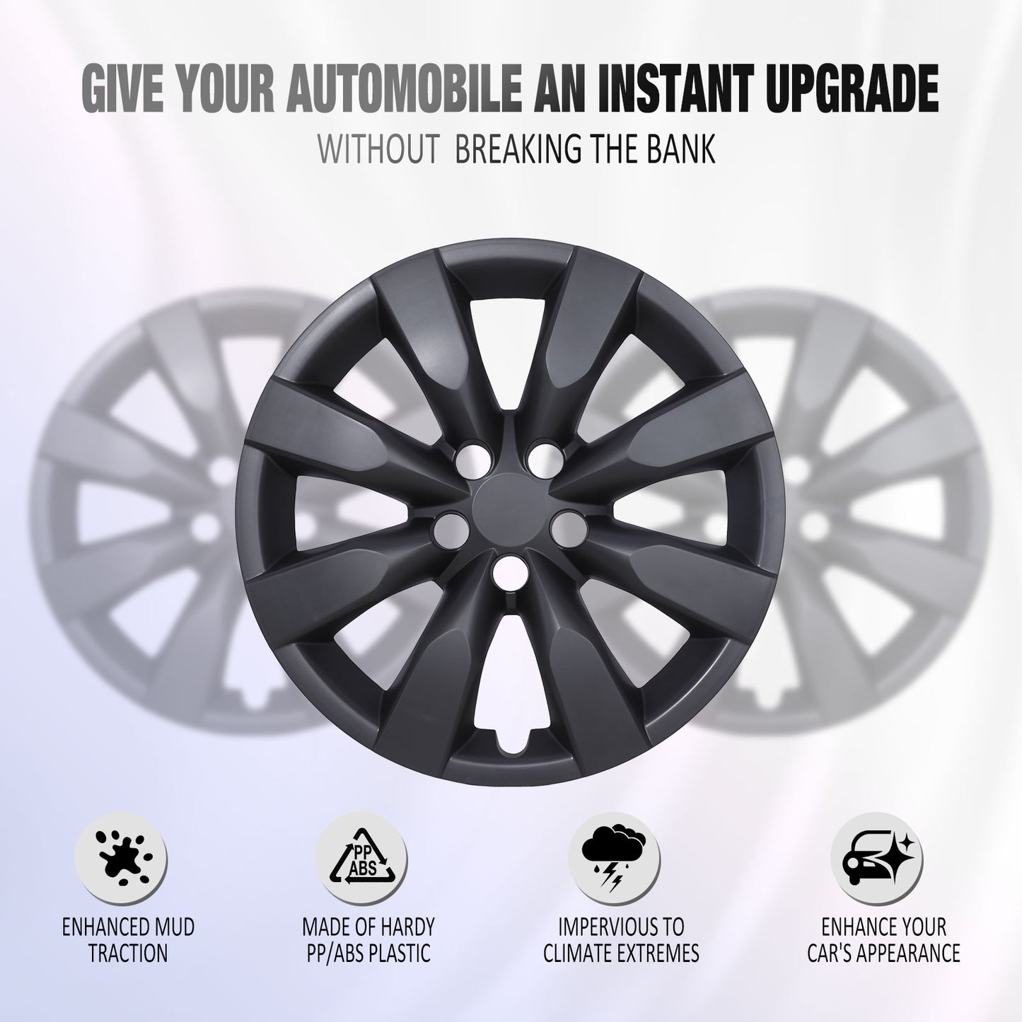 16 Inch Wheel Hubcaps for 2009-2019 TOYOTA Corolla and 2009-2014 TOYOTA Matrix  - Matte Black