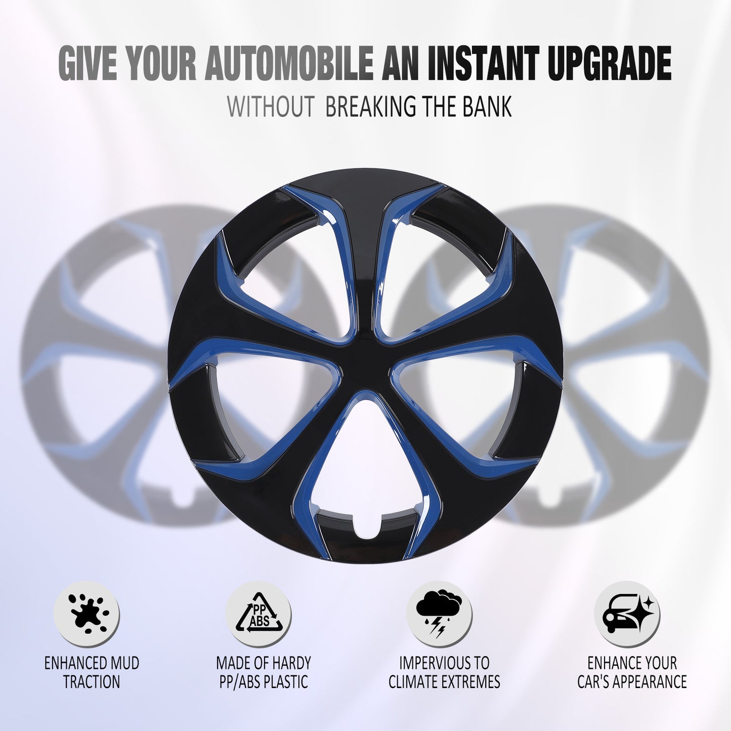 15 Inch Wheel Hubcaps for 2010-2015 TOYOTA Prius - Black Lacquer & Blue Lacquer